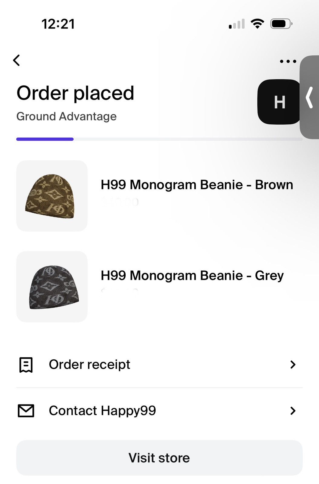 Happy99 H99 Monogram Beanie Grey OSFA Size ONE SIZE - 2 Thumbnail