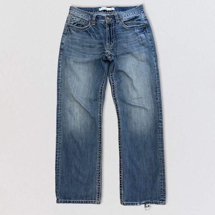 Jean Tin Haul Western Jeans Mid Rise Straight Leg Stonewash Fade Grailed