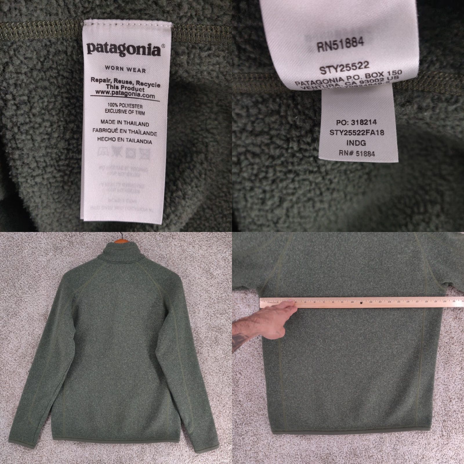 Patagonia Patagonia Better Sweater Jacket Mens Small Green 1/4 Zip Hiking Outdoor Zip Pockets Size US S / EU 44-46 / 1 - 8 Thumbnail