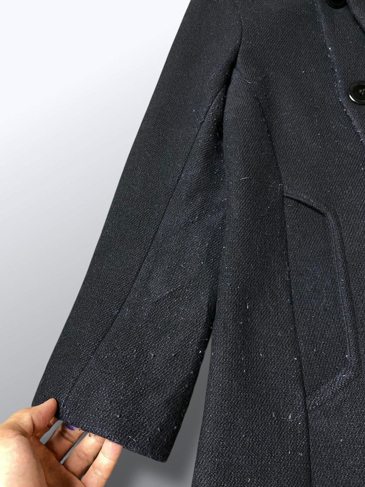 YOHJI YAMAMOTO Wool Single Mosser Left Facing Coat (129)