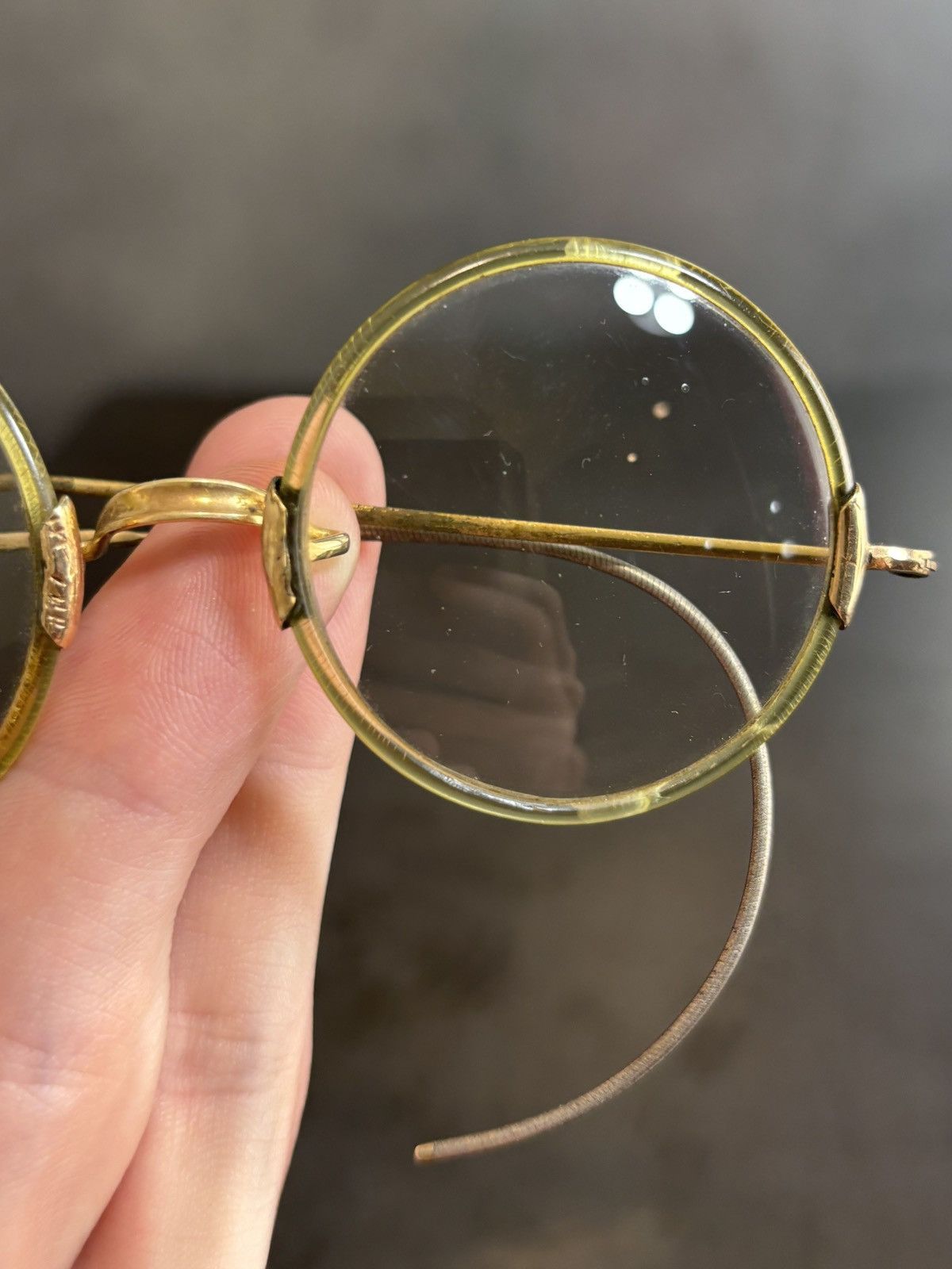 Shuron Antique Eyeglasses 1910s Shur-On Optical Gold F Round Frames Size ONE SIZE - 10 Thumbnail