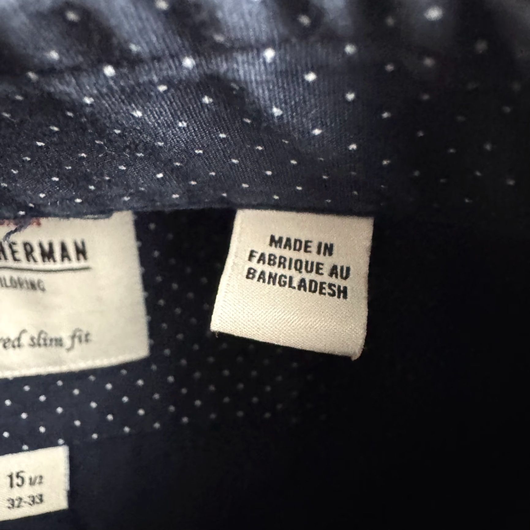 Ben Sherman Ben Sherman Dress Shirt Mens Slim Navy Blue Polka Dot 15.5 32/33 Long Sleeve Collared Button-Front Size 42R - 7 Thumbnail