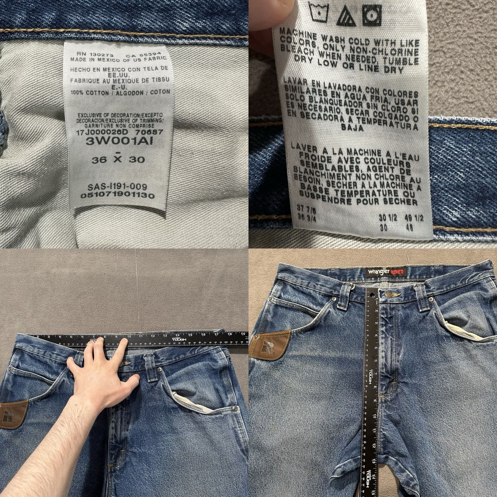 Wrangler Wrangler RIGGS Workwear Jeans Mens 36x30 Blue Relaxed Straight Carpenter Denim Jeans Size US 36 / EU 52 - 9 Thumbnail