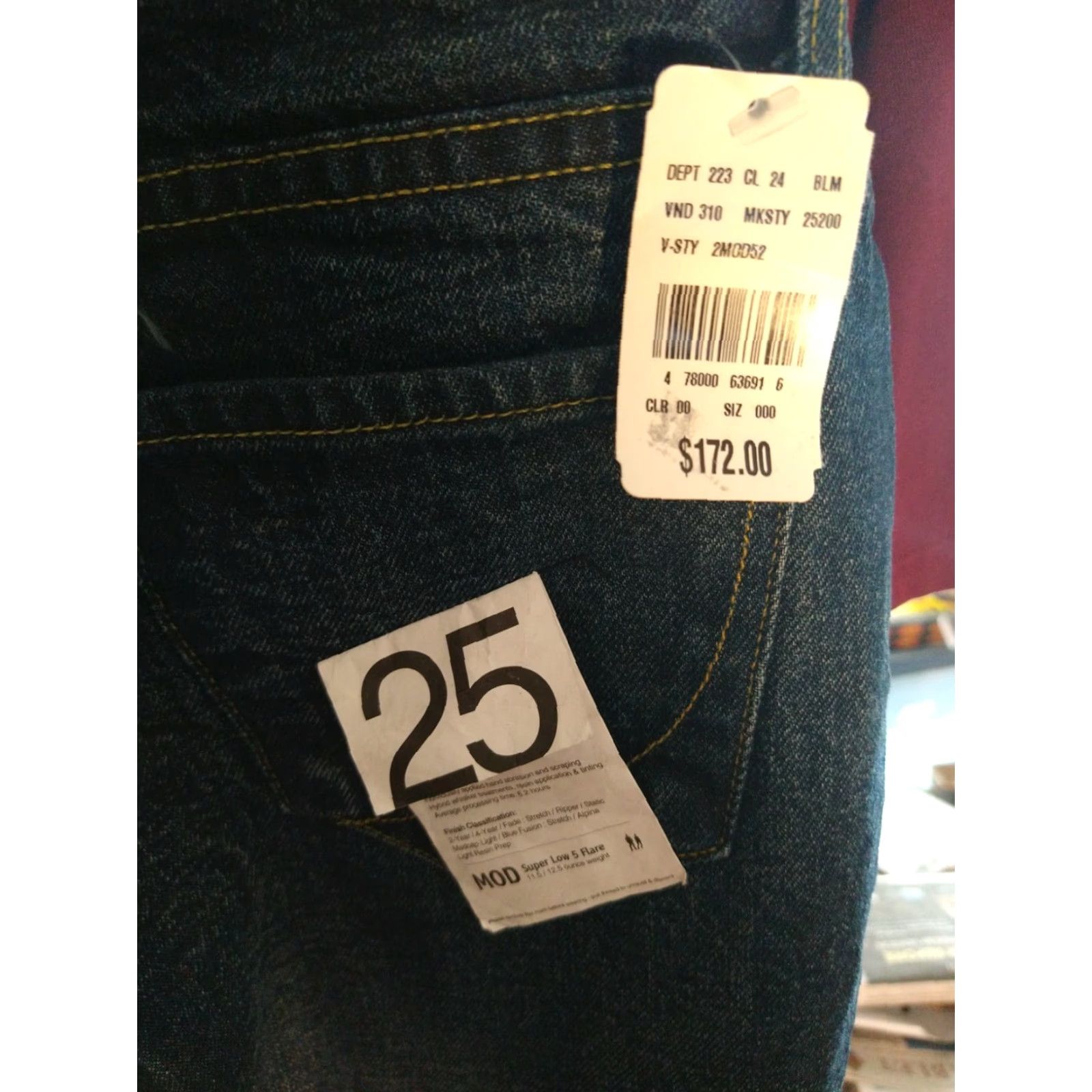 Vintage NWT Paper Denim And Cloth Jeans Women's Super Low 5 Flare Size 25 Blue Flared 100% Cotton USA Women's Jeans NWT Size 42" / US 20 - 2 Thumbnail