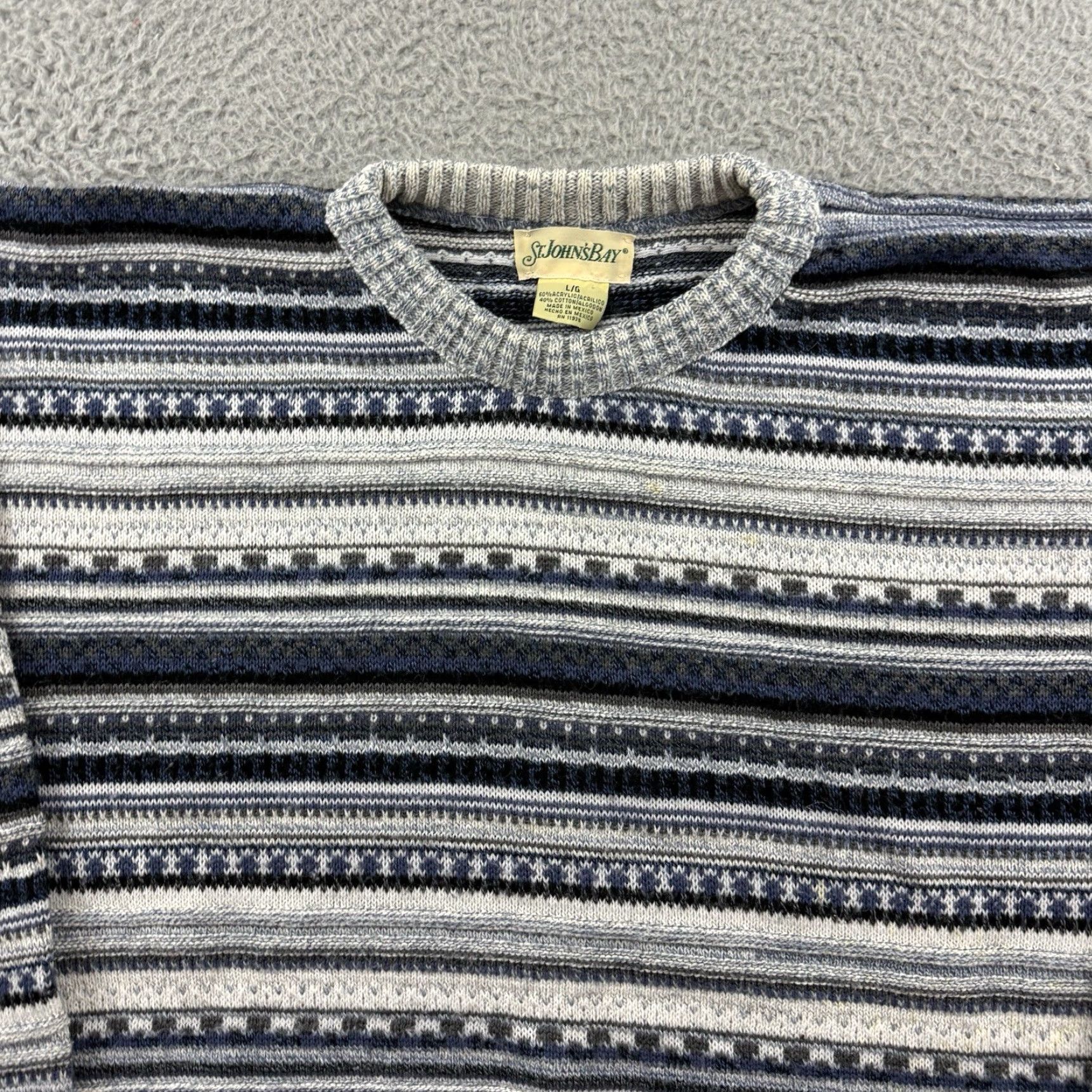 Vintage VINTAGE St Johns Bay Sweater Mens Large Gray Knit Grandpa 90s Nordic Pullover Size US L / EU 52-54 / 3 - 3 Thumbnail
