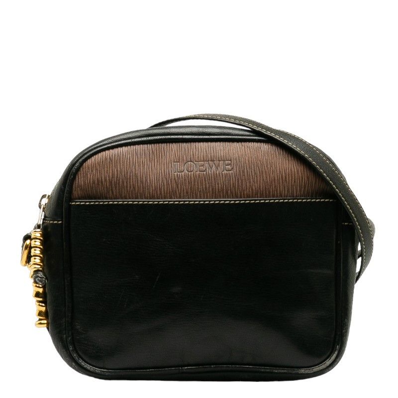 image of Loewe Leather & Suede Velazquez Twist Crossbody Bag in Black, Women's