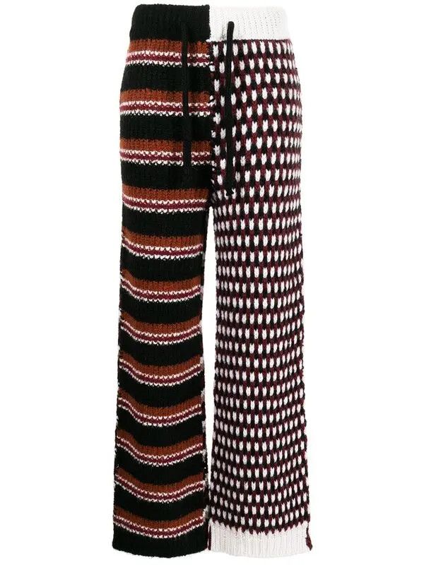 Marni crochet-knit patchwork trousers white/black Size US 34 / EU 50 - 1 Preview