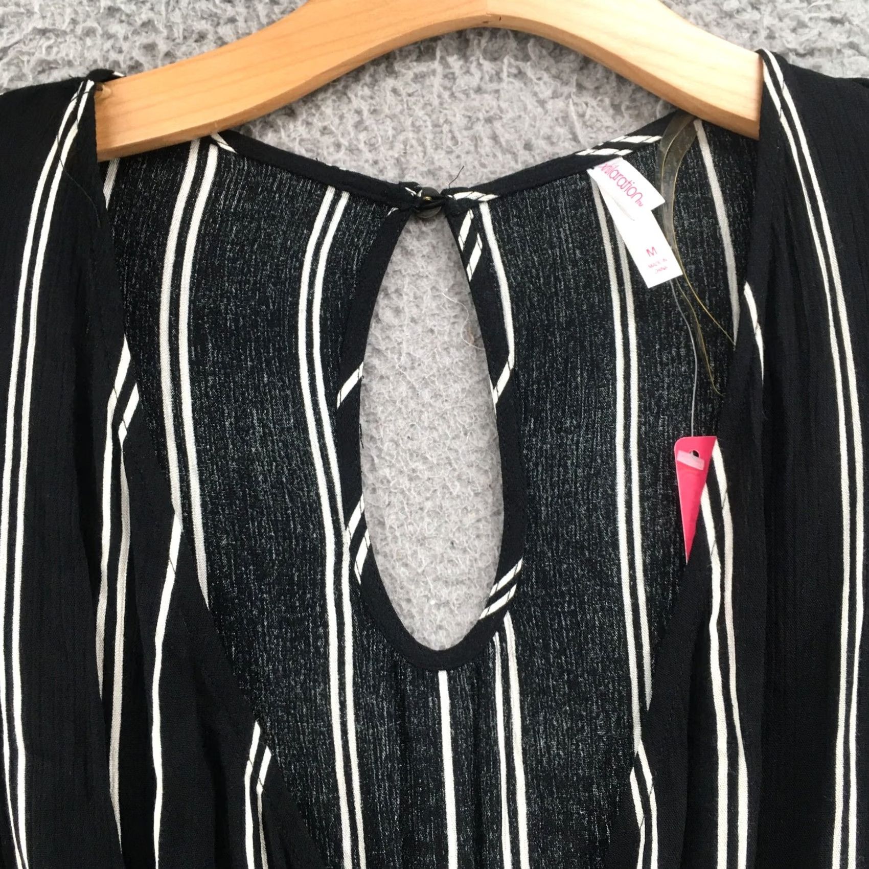 Vintage Xhiliration Romper Womens M Black Stripe Short Sleeve V-Neck NEW Shirt) Size 32" / US 10 / IT 46 - 4 Thumbnail