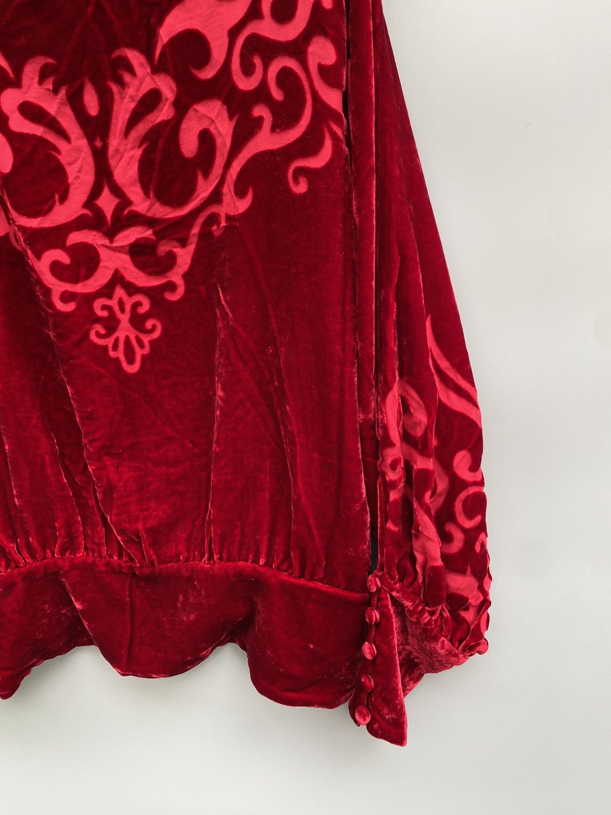 Vivienne Tam 90s Vivienne Tam- Flames Batwing Velvet Blouse Size M / US 6-8 / IT 42-44 - 15 Thumbnail