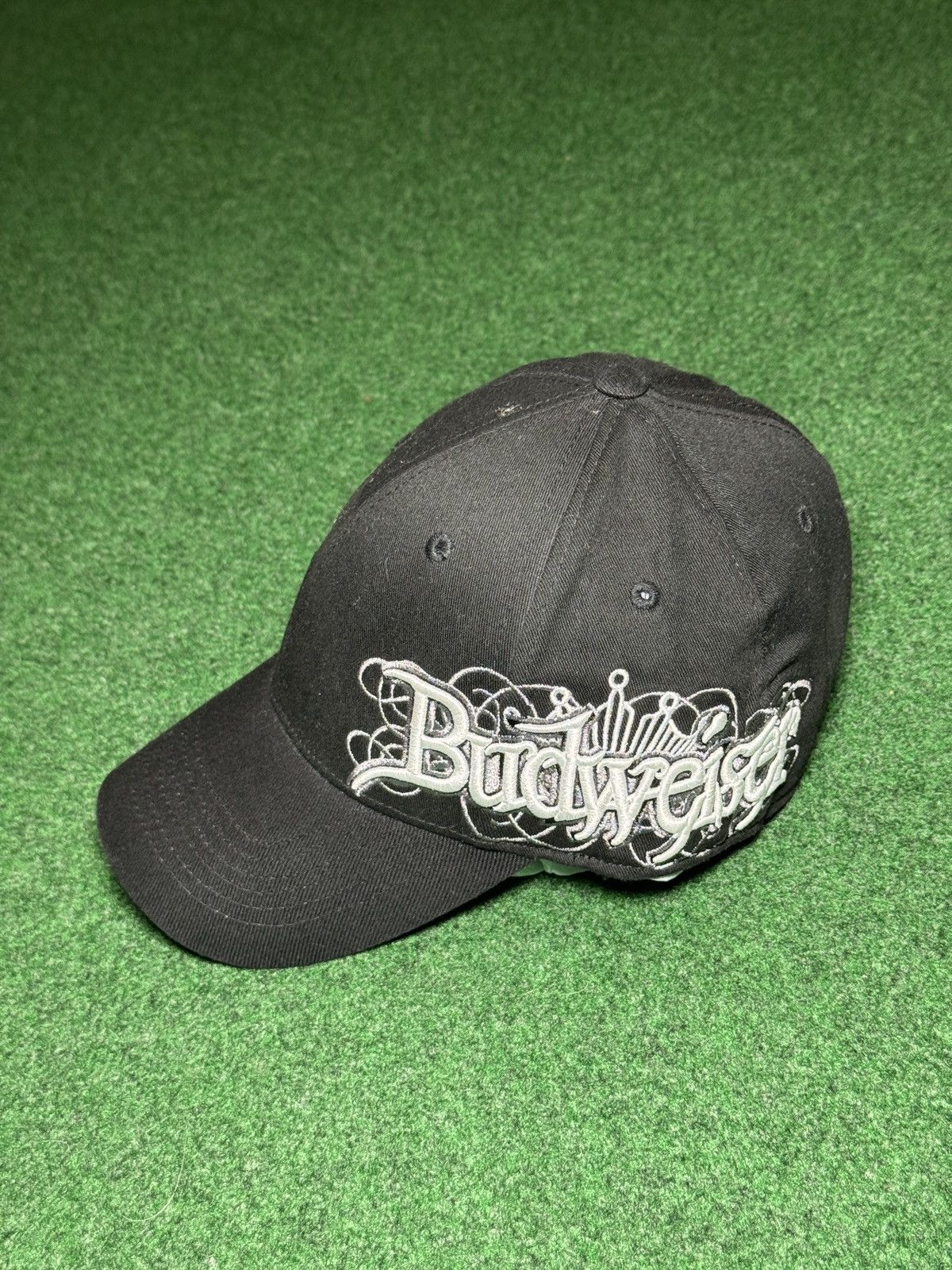 Budweiser Y2K Budweiser Bud Black Grunge Punk S/M Stretch Fit Cap Hat Size ONE SIZE - 2 Thumbnail