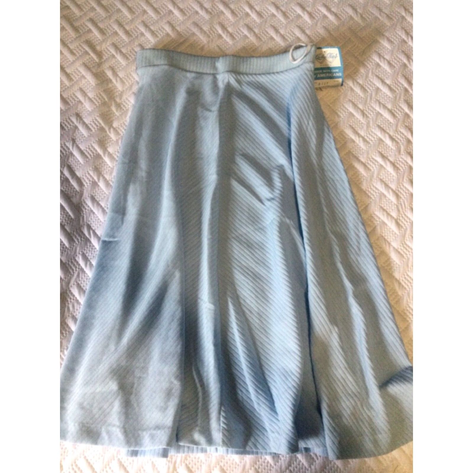 Vintage VINTAGE 70s Lucky Tops Knit Blue Textured Flared Skirt Medium Casual Womens Size 32" / US 10 / IT 46 - 2 Thumbnail