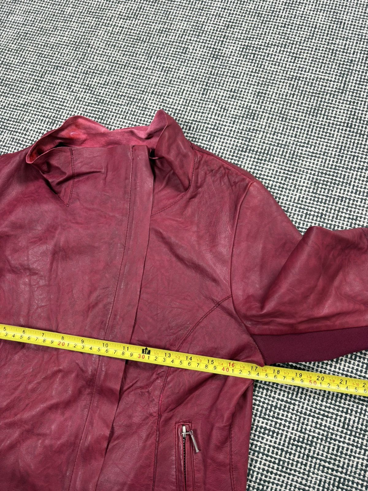 Genuine Leather avant garde asymmetric leather zip jacket pink burgundy Size XS / US 0-2 / IT 36-38 - 8 Thumbnail