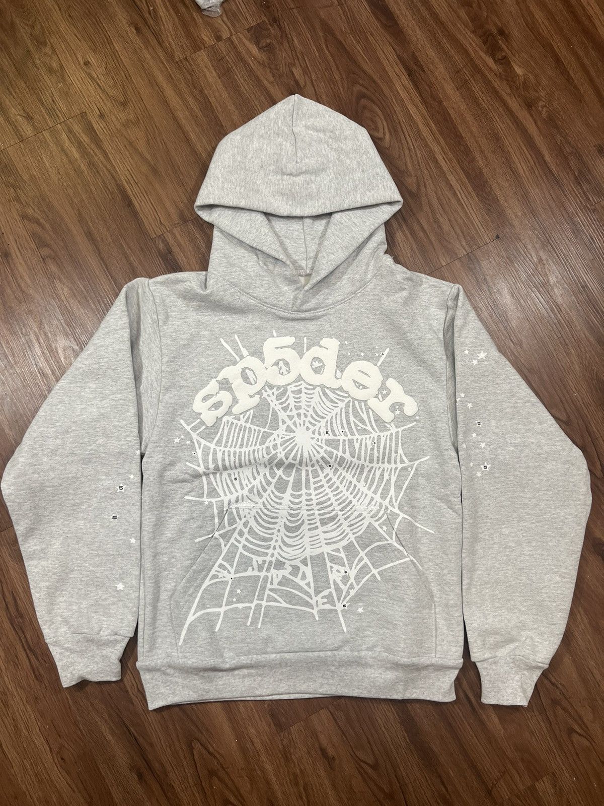 image of Spider Worldwide x Young Thug Sp5Der Spiderworldwide OG Web Heather Grey Hoodie, Men's (Size XS)