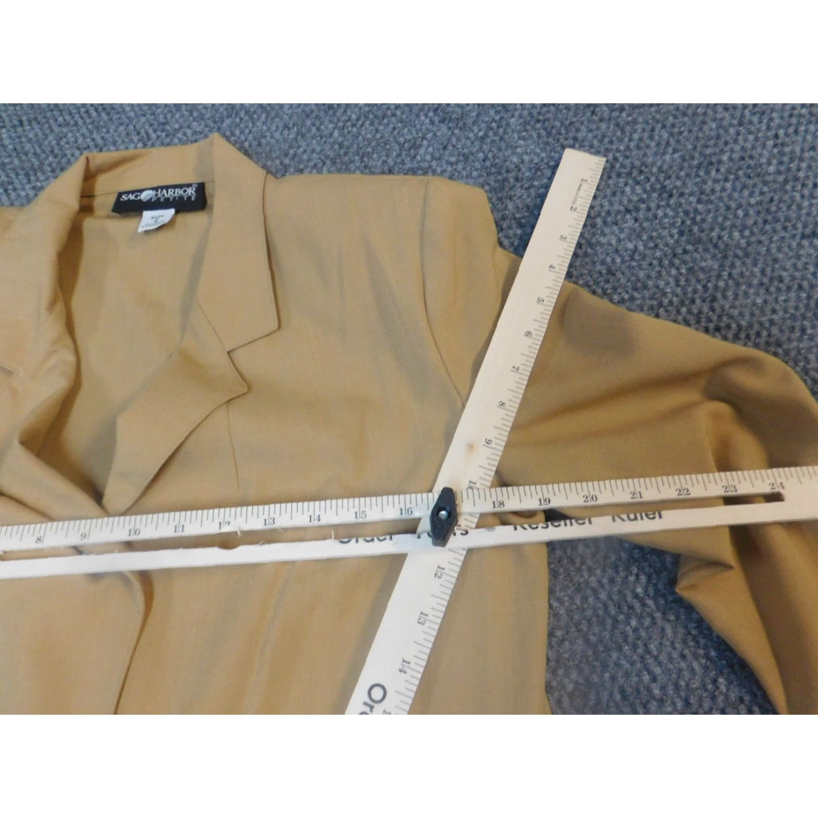 Vintage Sag Harbor Blazer Womens Jacket 6 Beige One Button Polyester Long Sleeve Lightweight Business Casual Fall Winter Size M / US 6-8 / IT 42-44 - 7 Thumbnail