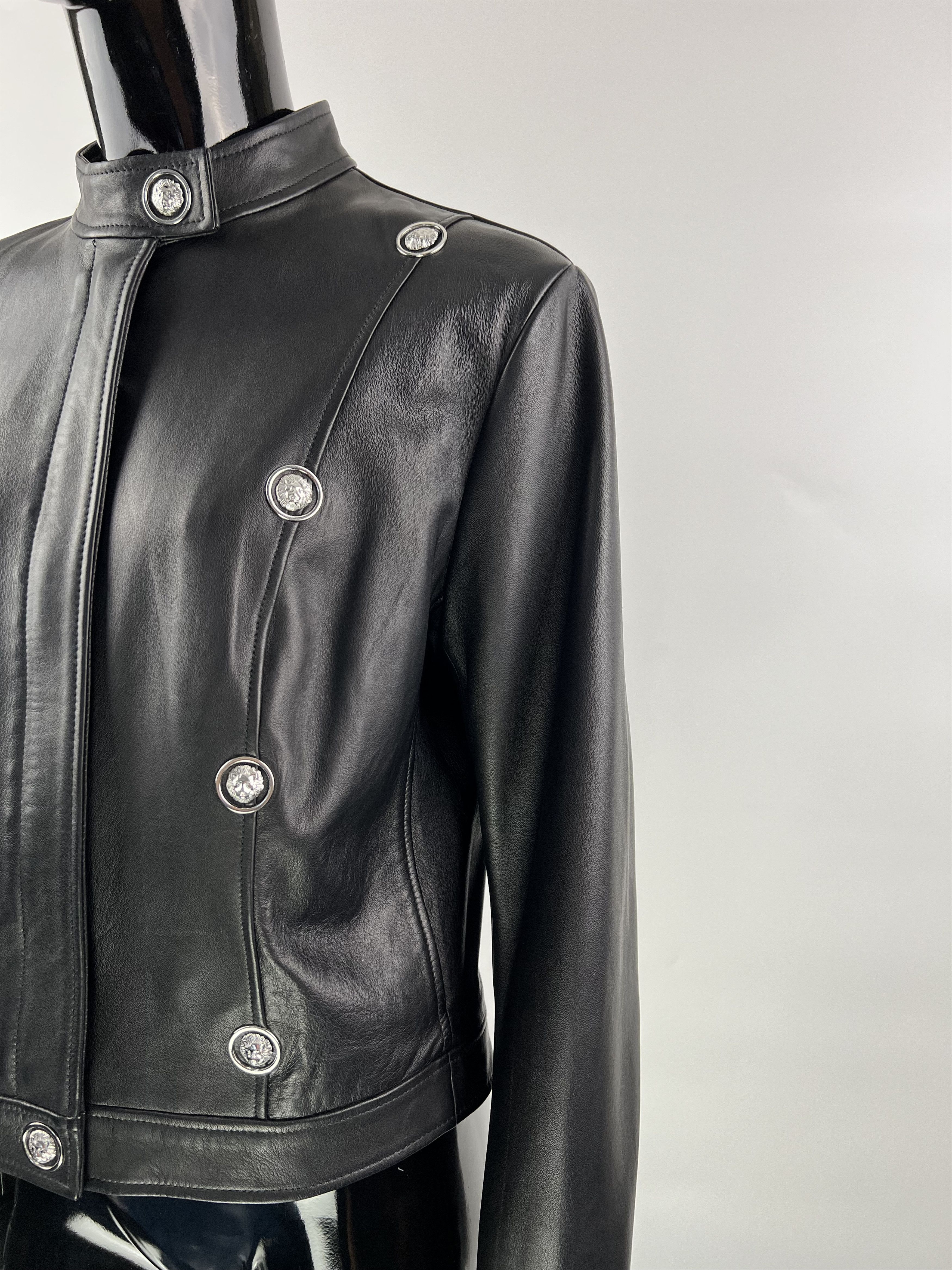 Versace Versus Versace Black Leather Full Zip Jacket Size IT46 Size L / US 10 / IT 46 - 6 Thumbnail