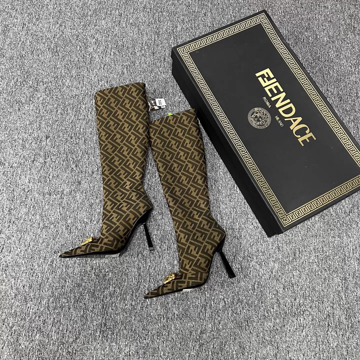 Fendi Fendi x Versace Medusa FF Monogram Pointed Knee-High Boots 37 Size US 6.5 / IT 36.5 - 1 Thumbnail