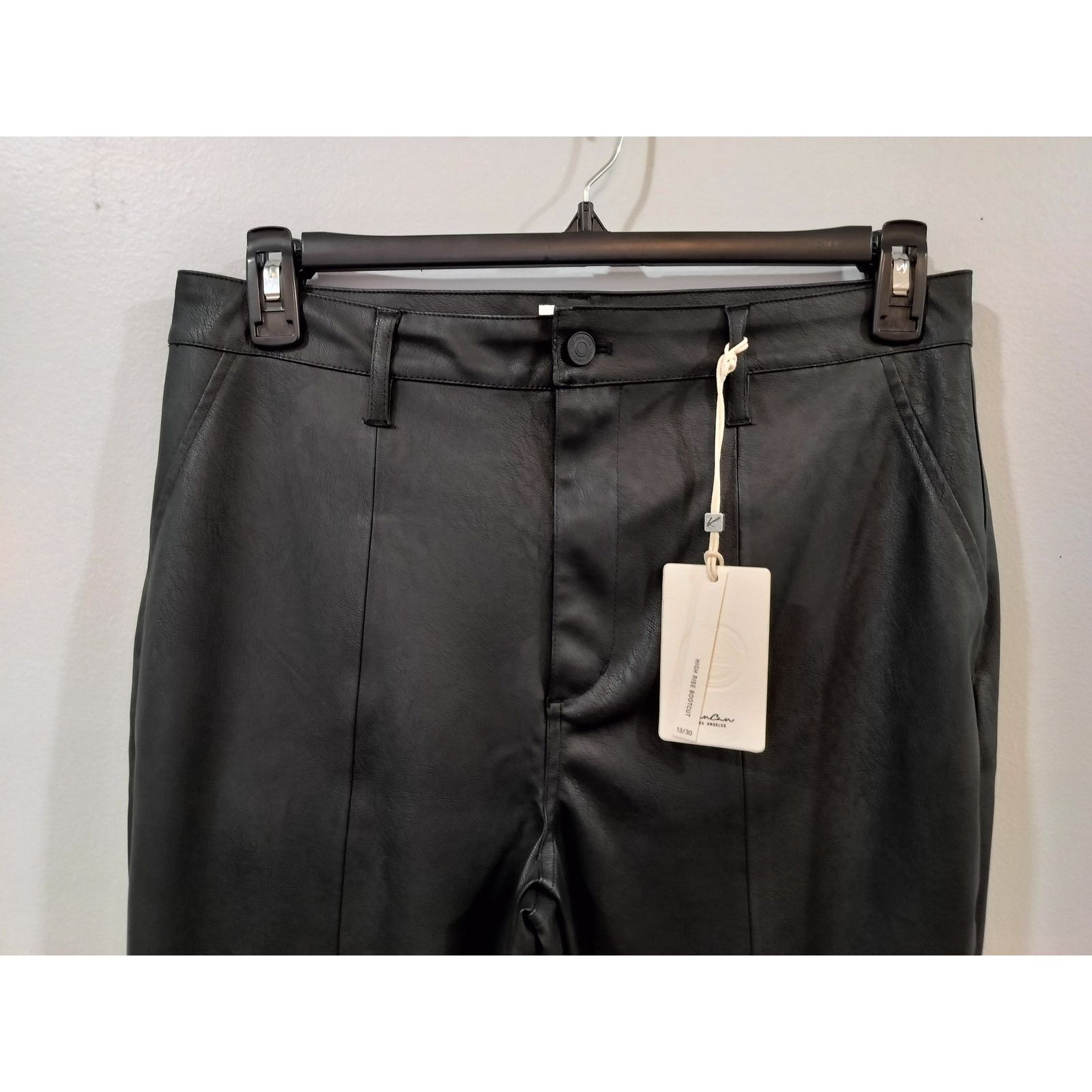 Other KanCan Black Faux Leather High Rise Bootcut Pants 13/30 Size 33" - 2 Thumbnail
