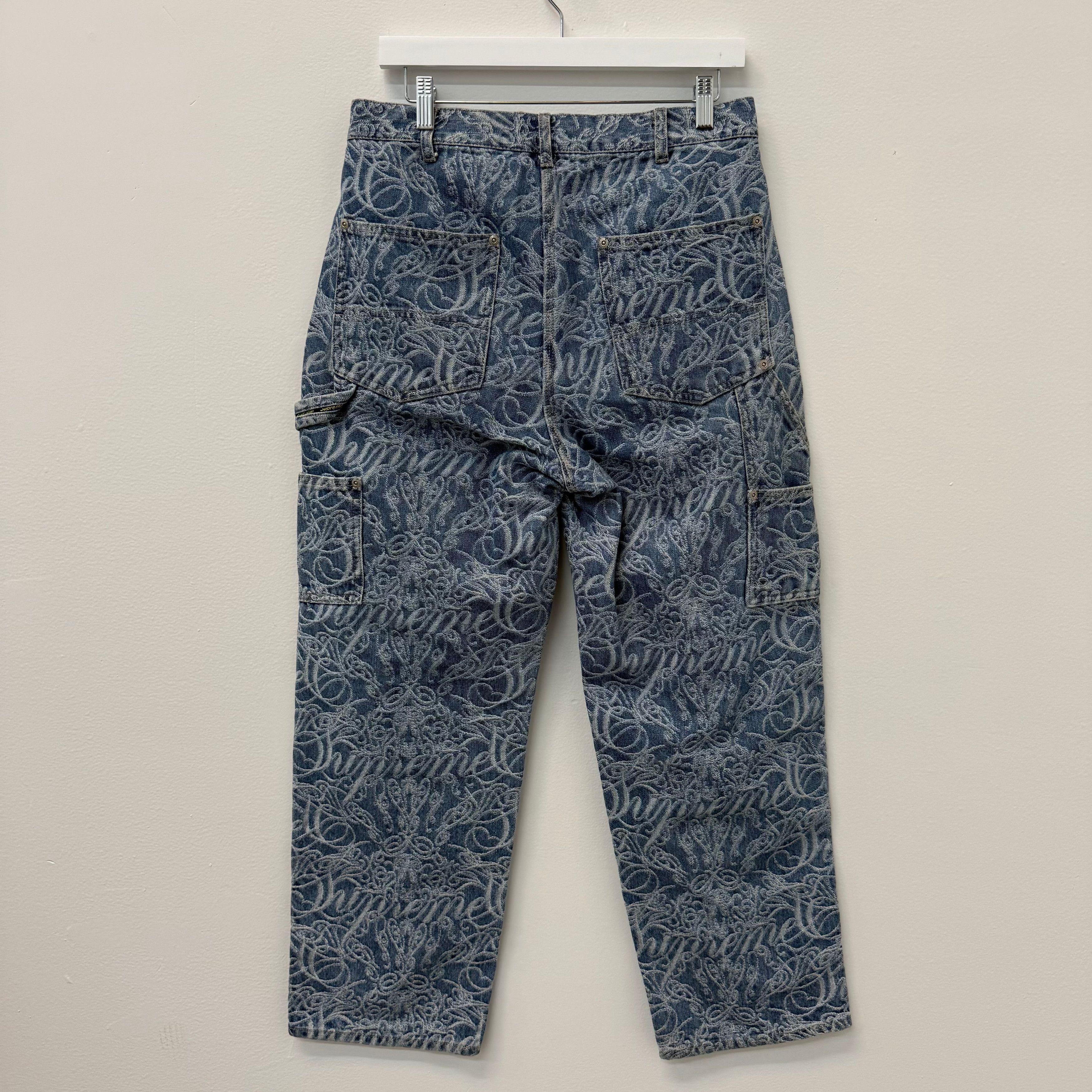 Supreme Supreme Script Jacquard Double Knee Denim Jeans - Size 30 Size US 30 / EU 46 - 3 Thumbnail