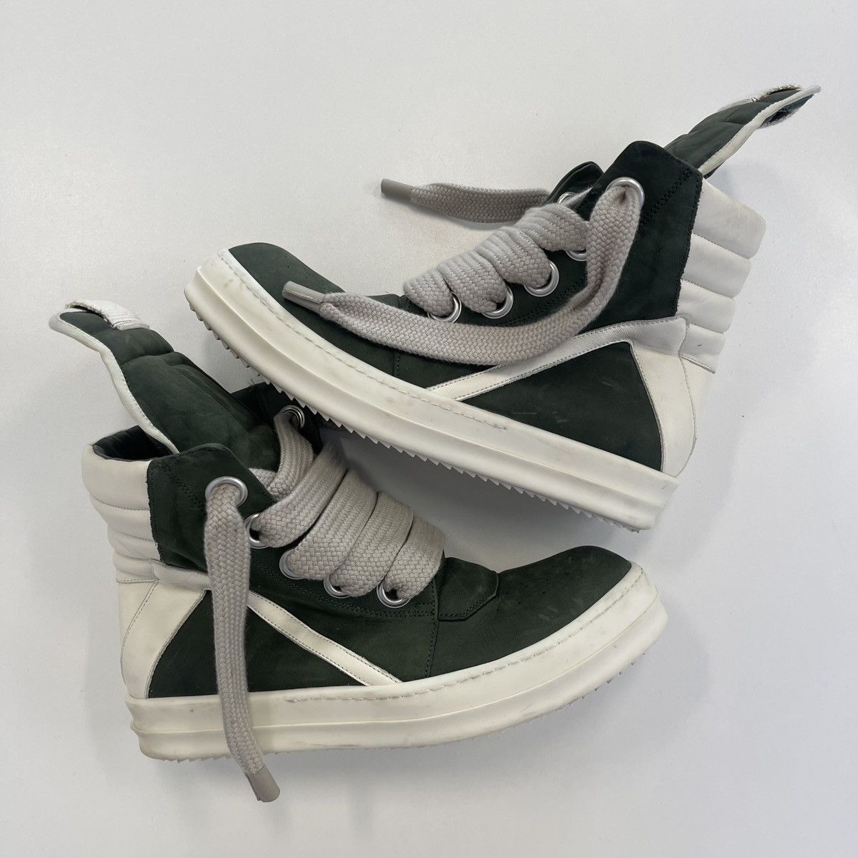 Rick Owens Jumbolace Geobasket Army Green (USED NO BOX)