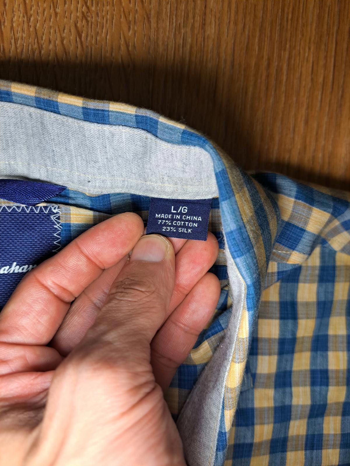 Tommy Bahama Tommy Bahama Dress Shirt Mens Large Yellow Check Silk Cotton Size US L / EU 52-54 / 3 - 3 Thumbnail