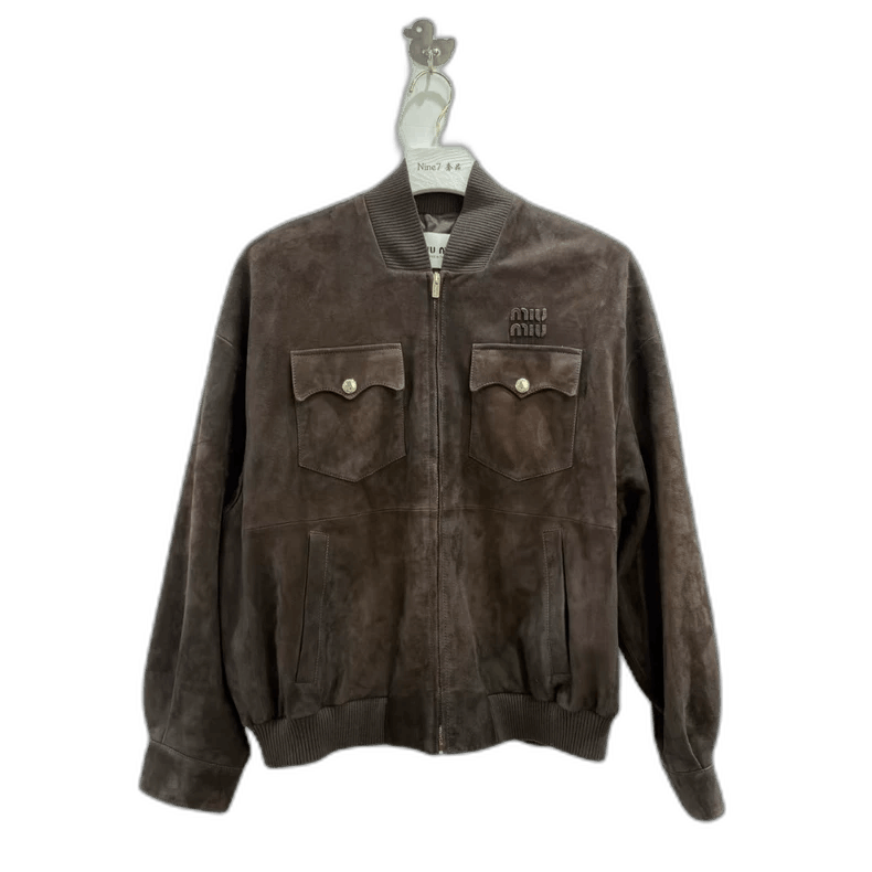 Prada Miumiu Brown Suede Jacket with Pockets-yf Size M / US 6-8 / IT 42-44 - 1 Thumbnail