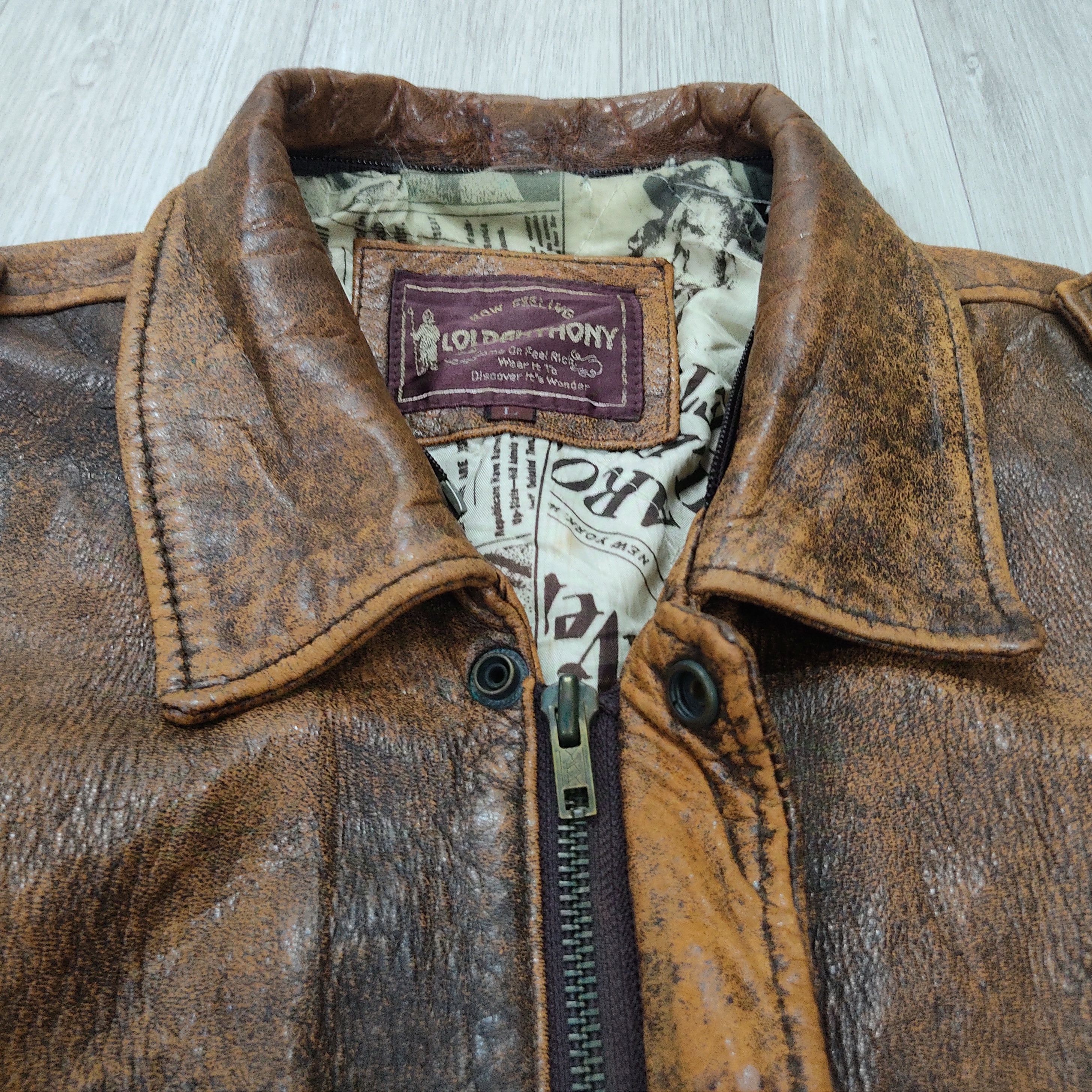 Genuine Leather G1 LOLDANTHONY Newspapers Lined Sheepskin Leather Jacket Size US L / EU 52-54 / 3 - 12 Thumbnail