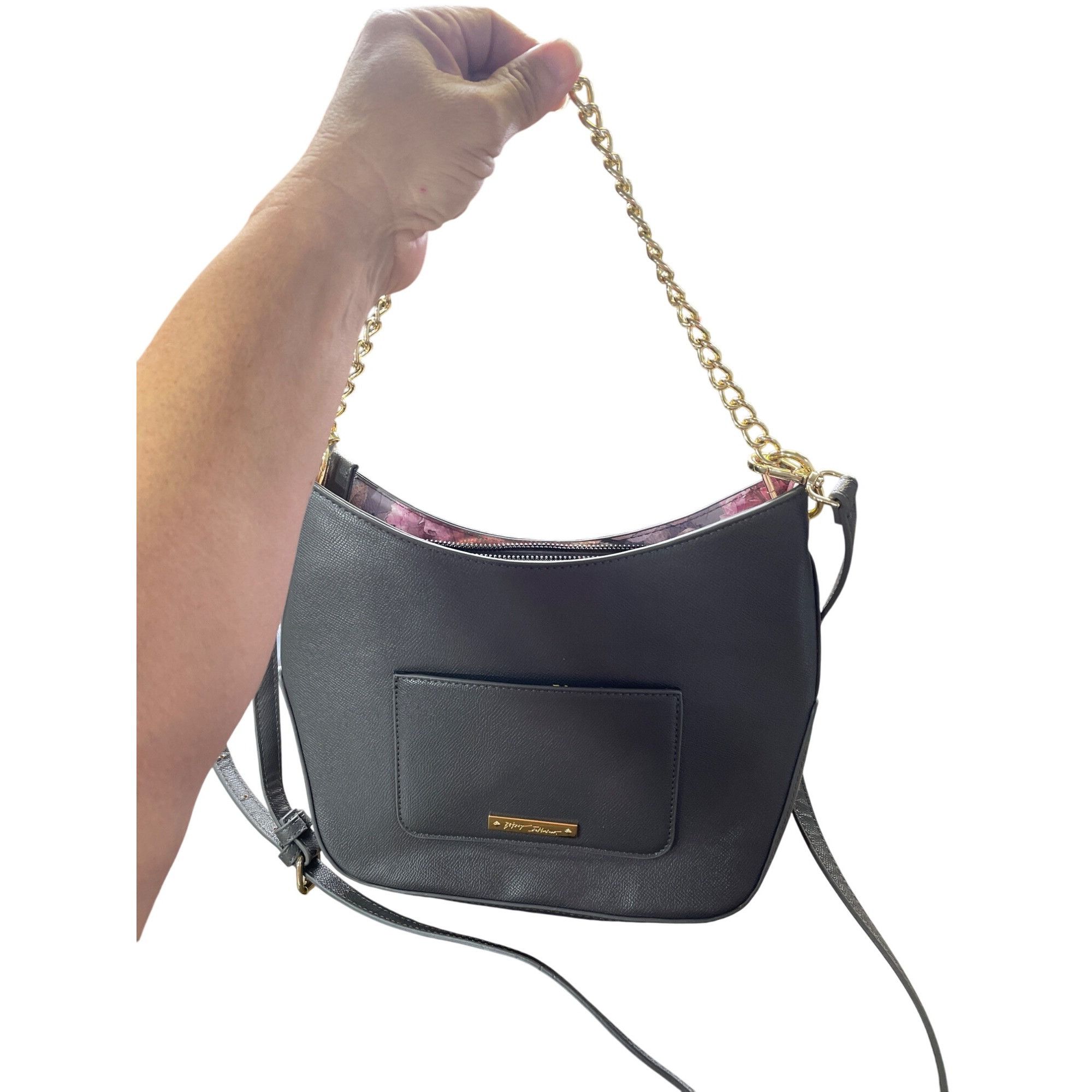 Betsey Johnson Betsey Johnson Womens Gray Faux Leather Crossbody Handbag SK Size ONE SIZE - 14 Thumbnail