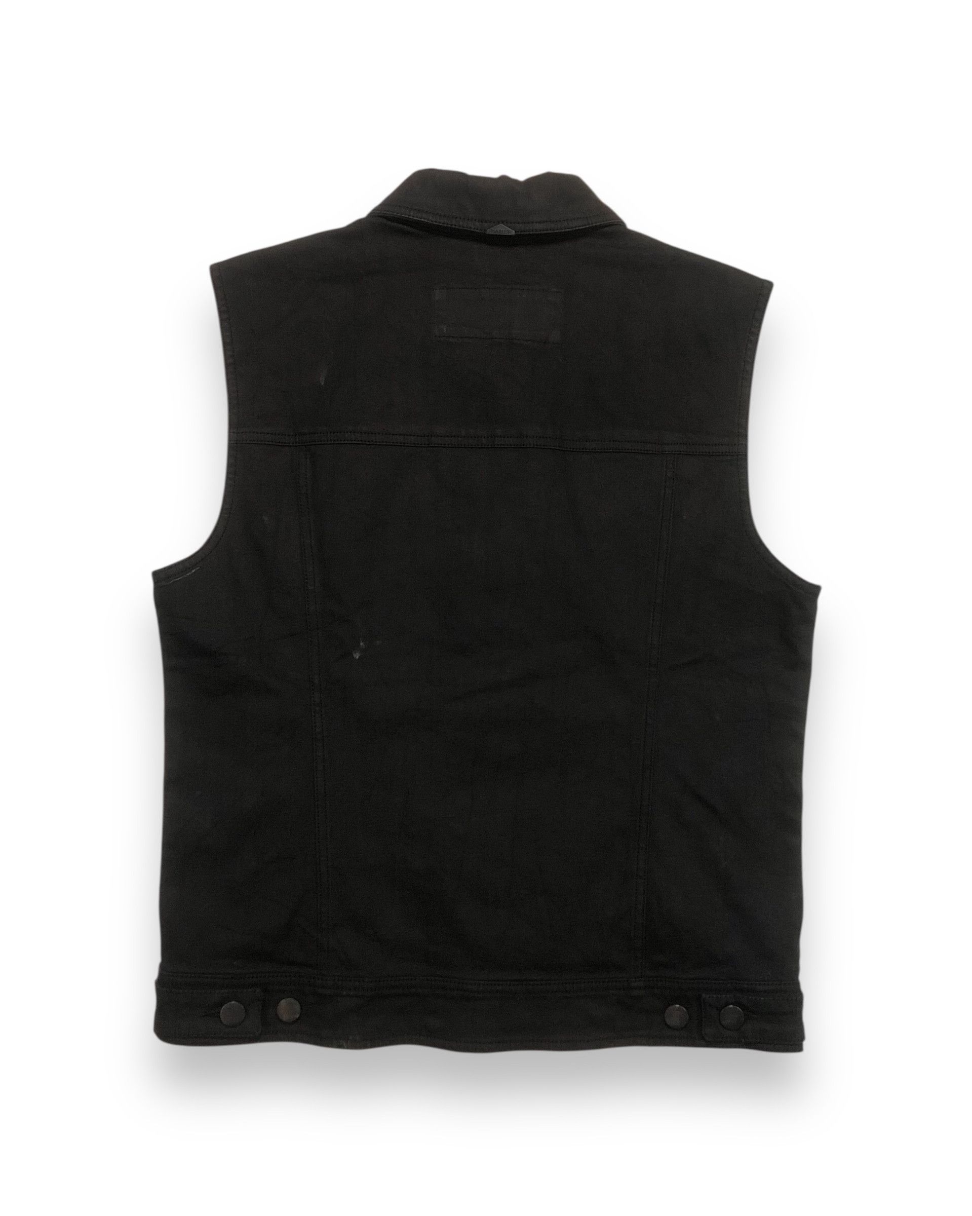 Harley Davidson Modern Harley Davidson Black Coated Denim Vest Size US M / EU 48-50 / 2 - 2 Thumbnail