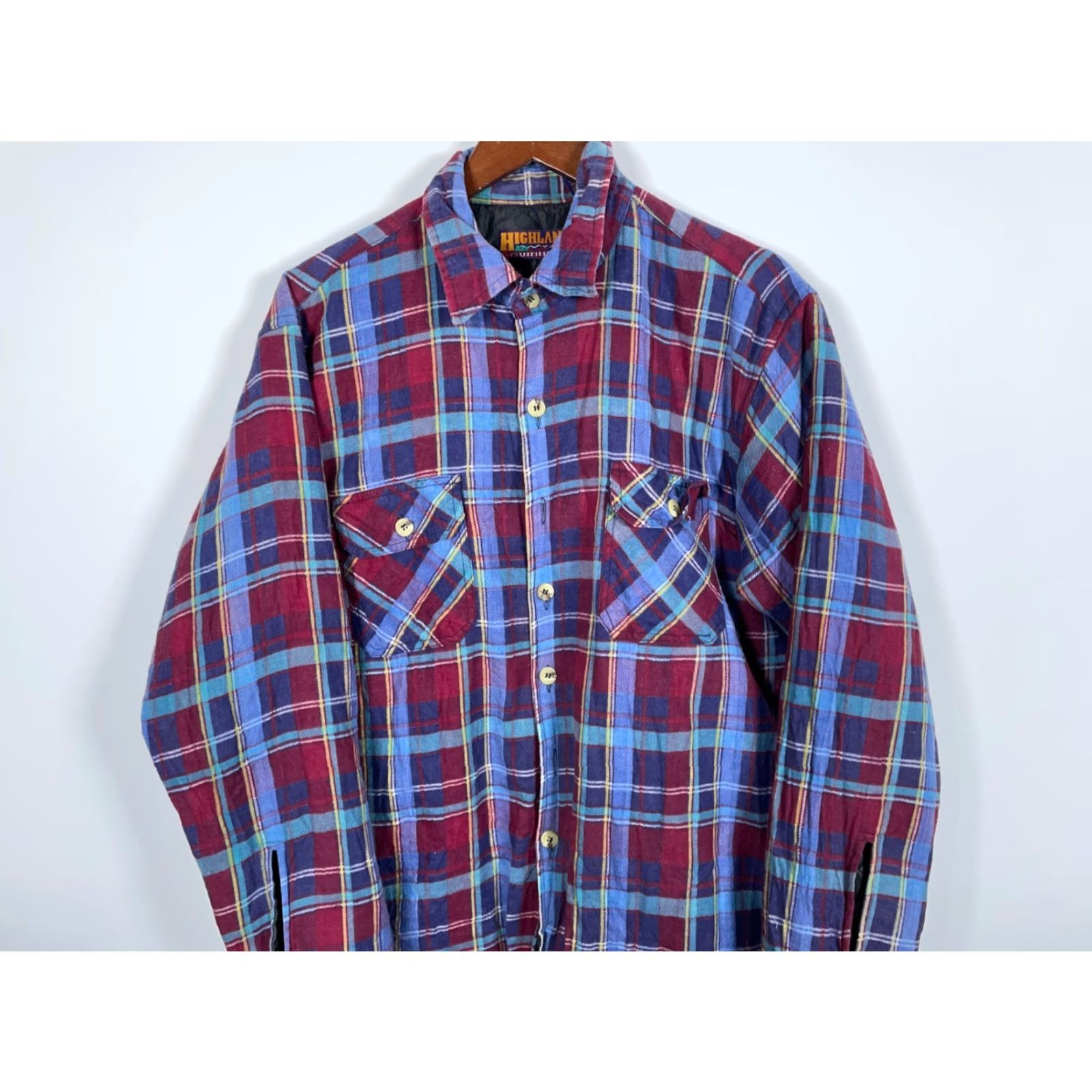 Vintage Highland Outfitters Shacket Adult XL Red Plaid Quilted Flannel Shirt Jacket Mens Size US XL / EU 56 / 4 - 4 Thumbnail