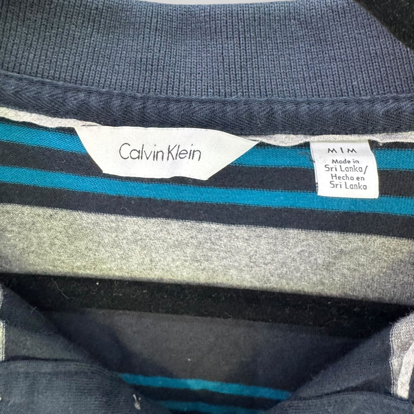 Calvin Klein Calvin Klein Men’s Polo Shirt Blue Gray Striped Size M Size US M / EU 48-50 / 2 - 4 Thumbnail