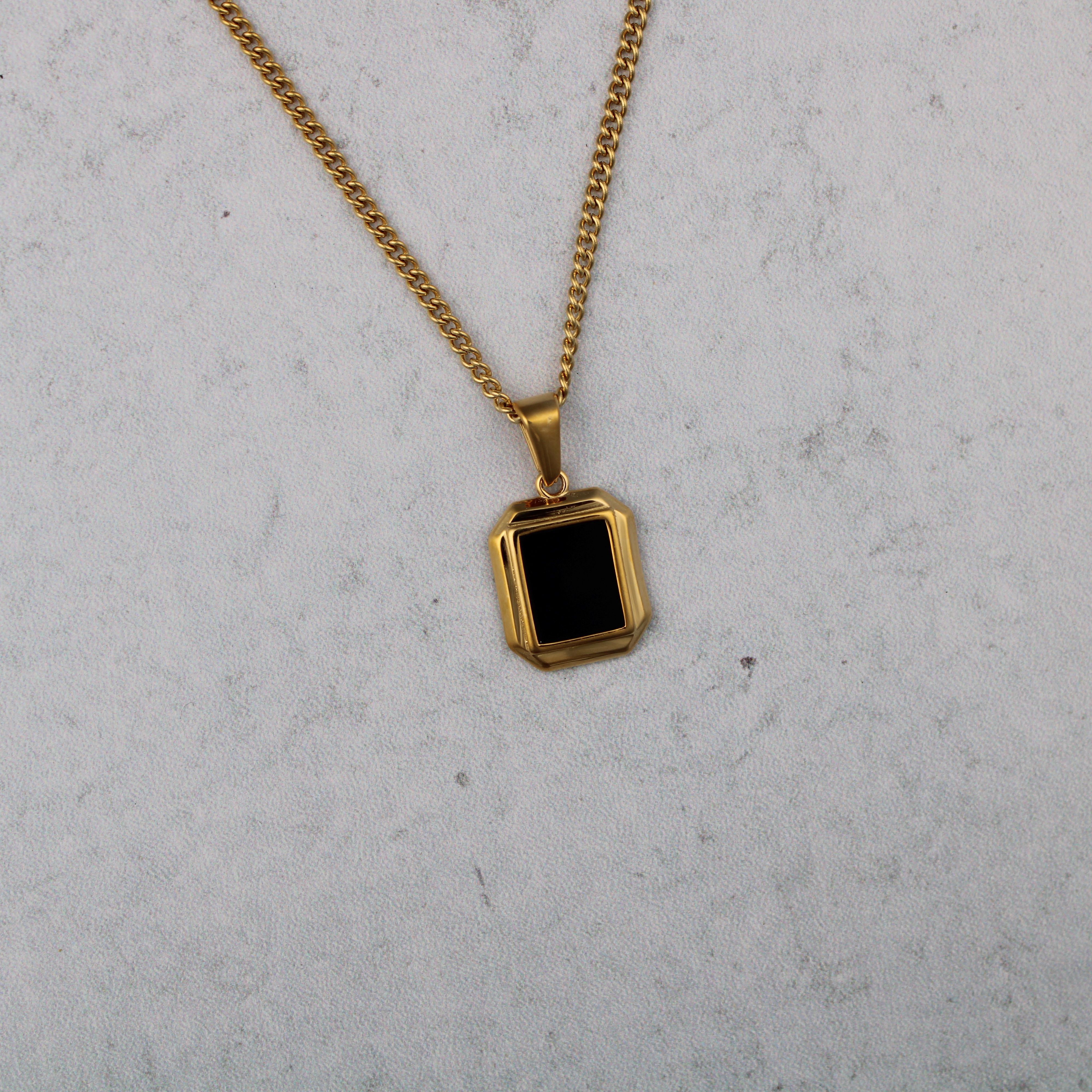 Jewelry Gold Mini Onyx Pendant Necklace Size ONE SIZE - 4 Thumbnail