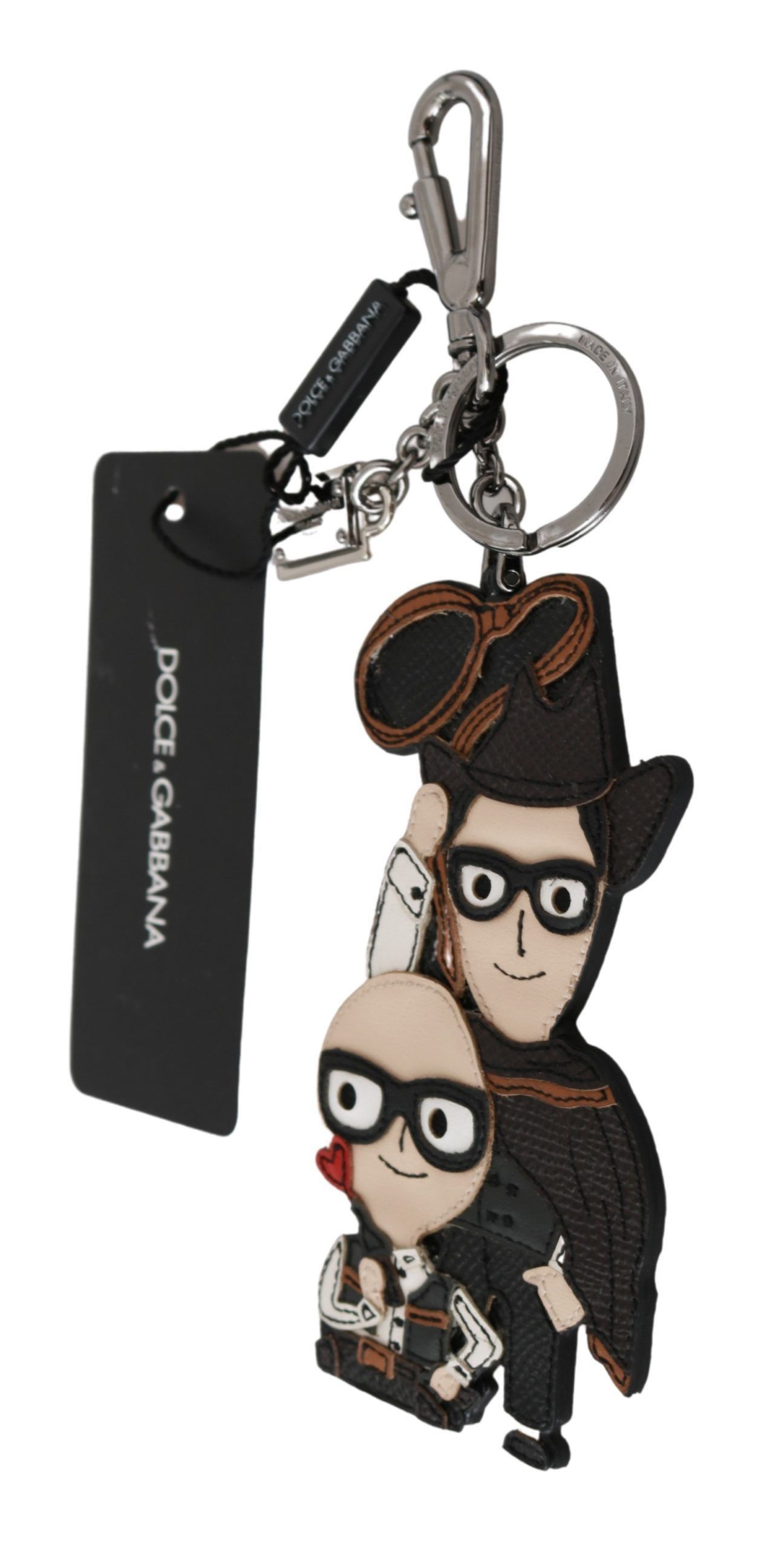 Dolce & Gabbana Chic Leather-Trim Keychain with Brass Women's Accents Size ONE SIZE - 1 Thumbnail