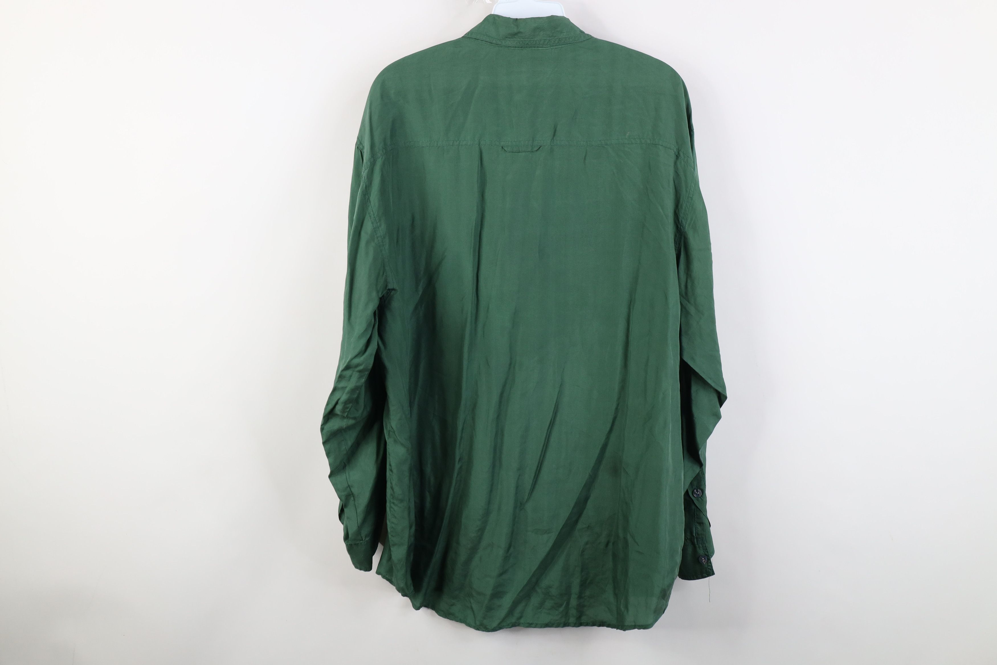 Vintage Vintage 90s Streetwear Lightweight Silk Button Shirt Green Size L / US 10 / IT 46 - 8 Thumbnail