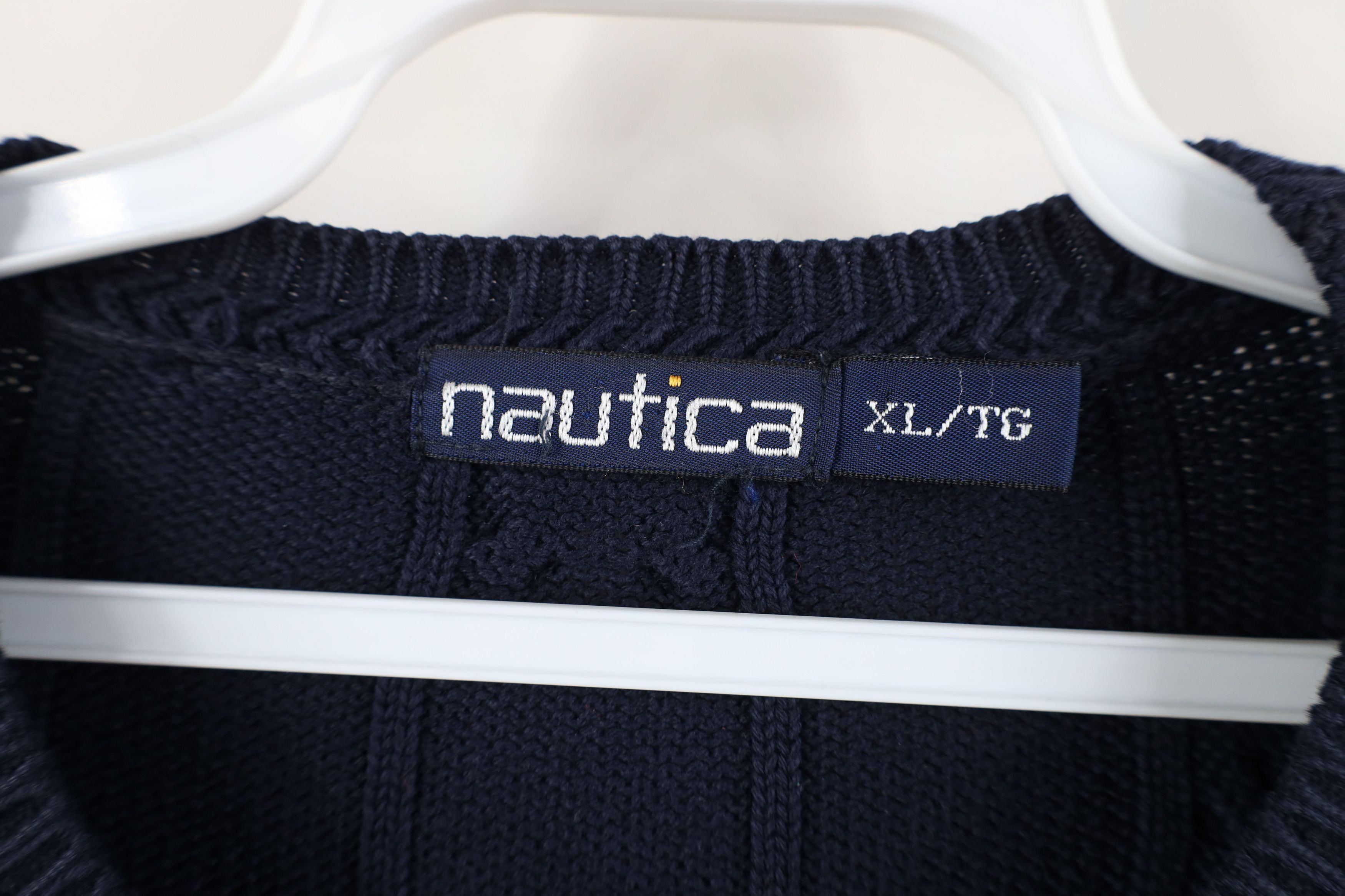 Nautica Vintage 90s Nautica Sailboat Cotton Cable Knit Sweater Blue Size US XL / EU 56 / 4 - 10 Thumbnail