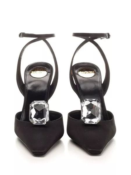 Saint Laurent Paris o1bcso1str0426 Doville Satin Slingback in Black Size US 9 / IT 39 - 4 Thumbnail