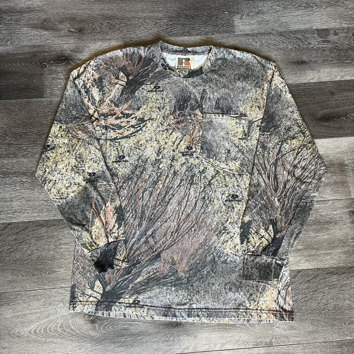 Russell Athletic Vintage Russell Athletic Mossy Oak Brush Camo Longsleeve Tee Size US L / EU 52-54 / 3 - 1 Thumbnail