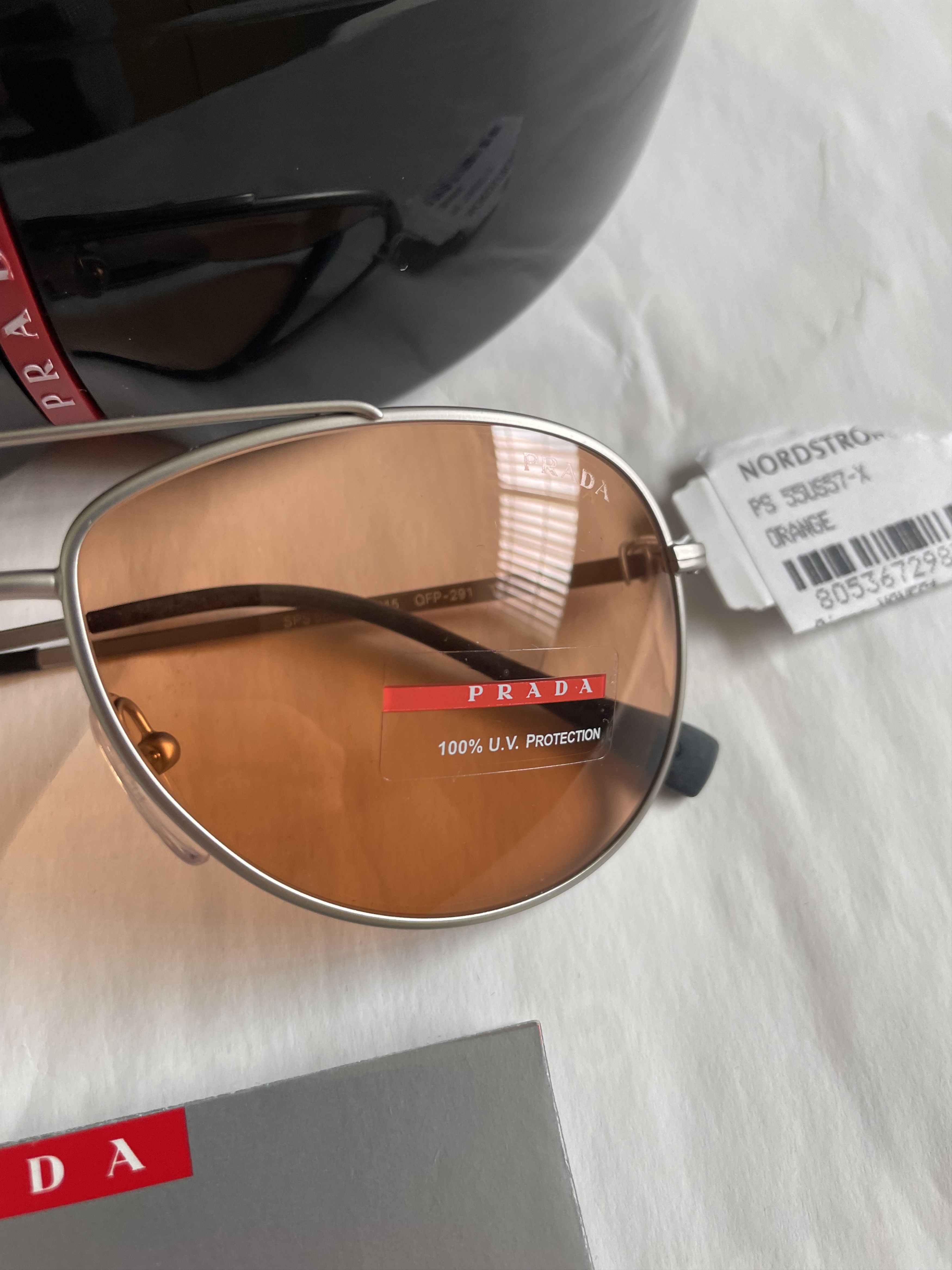 Prada PRADA SPORT SPS 55U QFP-291 SILVER/ORANGE LENS SUNGLASSES Size ONE SIZE - 6 Thumbnail