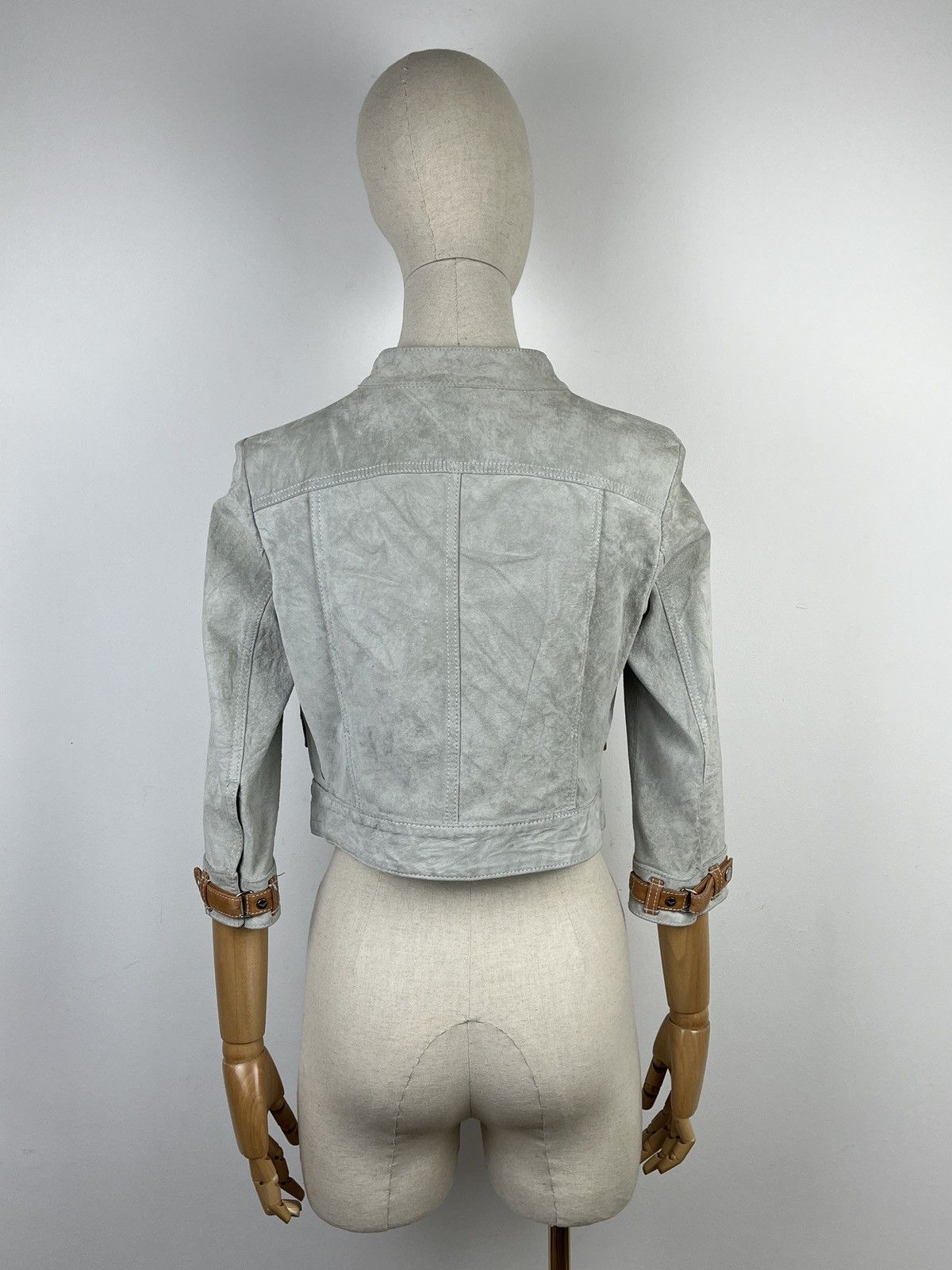 Armani × Vintage Armani Jeans Vintage Grey Leather Rare Streetwear Jacket Size S / US 4 / IT 40 - 3 Thumbnail