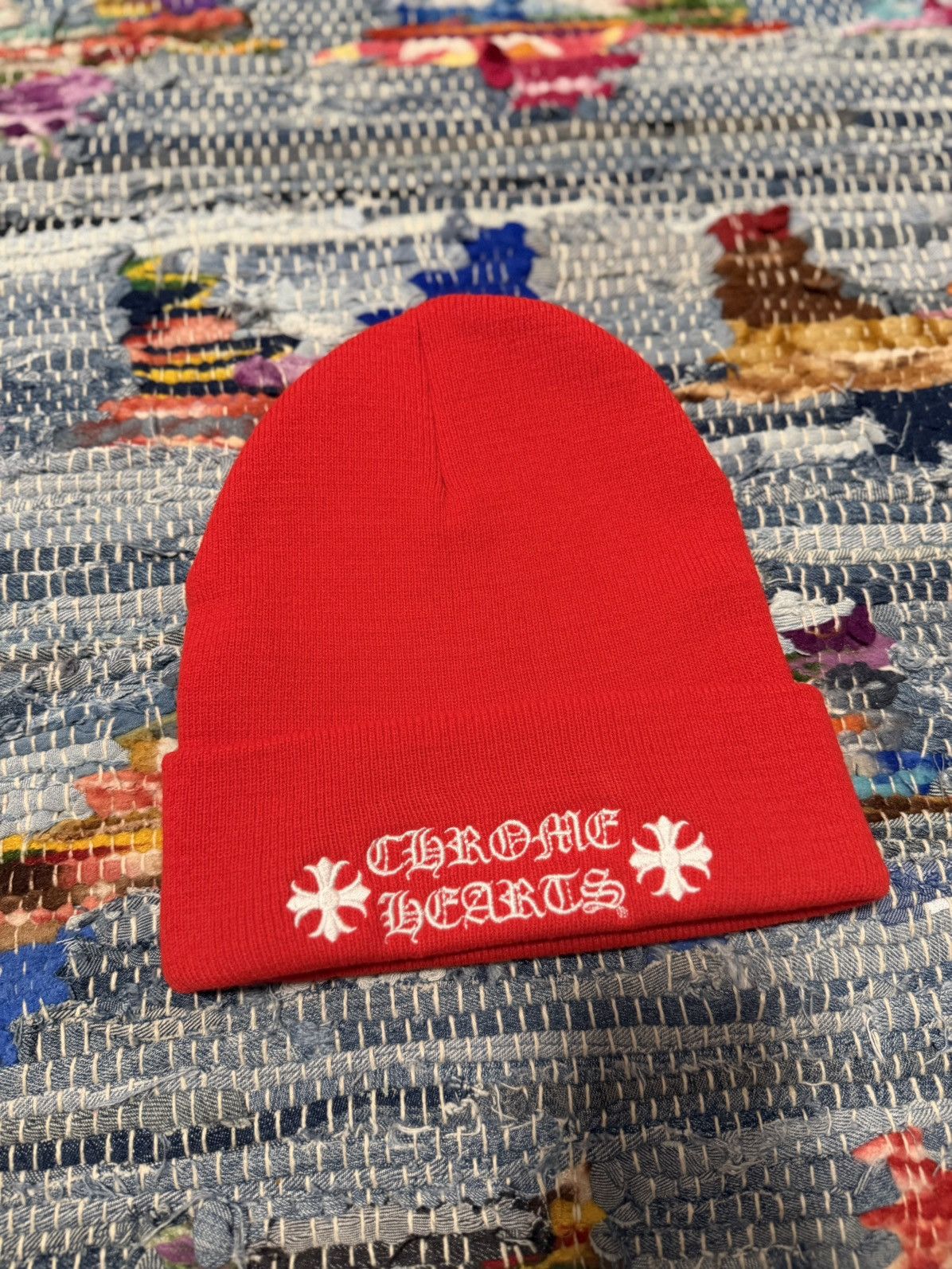 Chrome Hearts Chrome Hearts Embroidered Plus Cross Beanie - Red