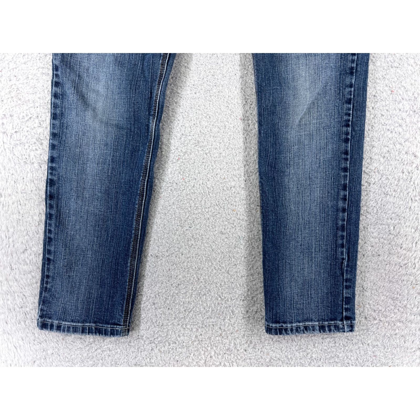 Vintage C'est Toi Jeans Womens 5 Blue Denim Straight Leg Cotton Blend Low 26x27 Jeans 5-Pocket Design Distressed Stretch Regular Size 27" / US 4 / IT 40 - 2 Thumbnail