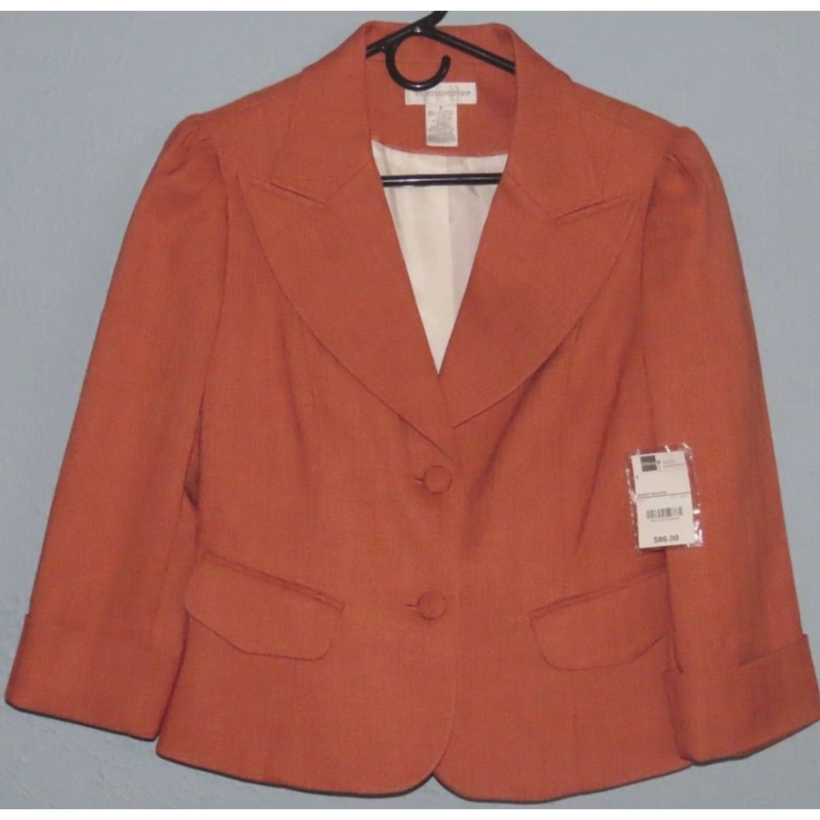 Worthington Worthington Blazer Shirt Women 8 Orange Notch Lapel 2-Button Long Sleeve Regular NWT Size M / US 6-8 / IT 42-44 - 3 Thumbnail