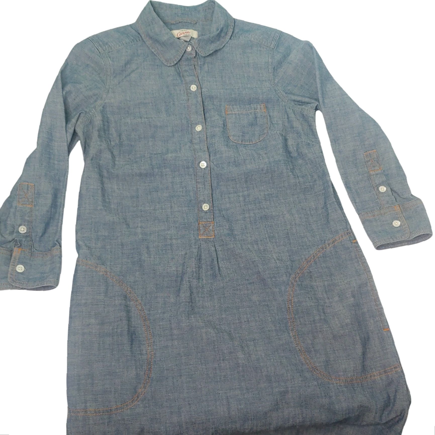 Lands' End Lands' End Shirt Dress Womens 2 Chambray Button Collar Blue Long Sleeve Dress Length Knee Length Casual Business Party/Cocktail Travel Womens Size XS / US 0-2 / IT 36-38 - 3 Thumbnail