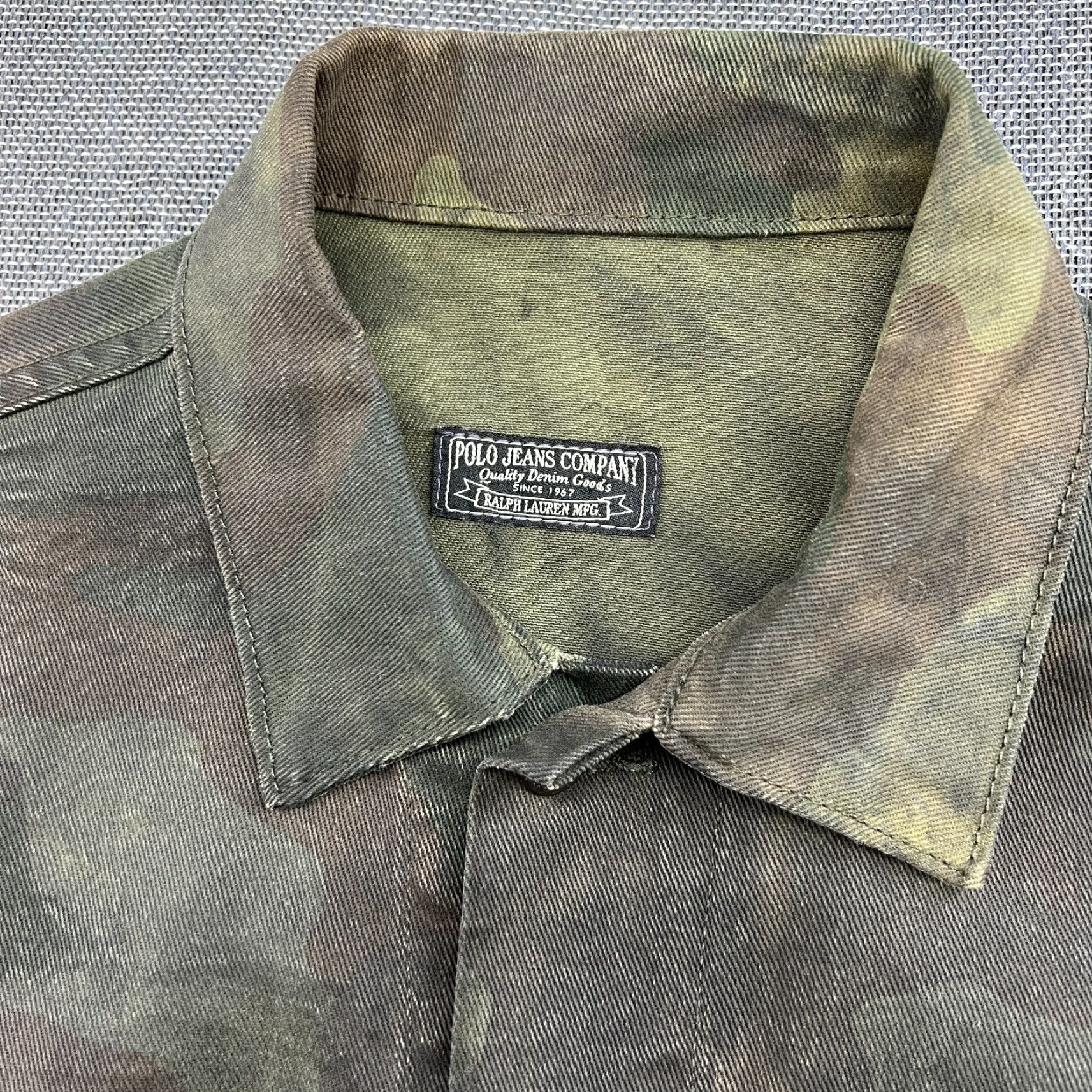 VINTAGE Polo Jeans Company Military Jacket Camouflage Trucker 