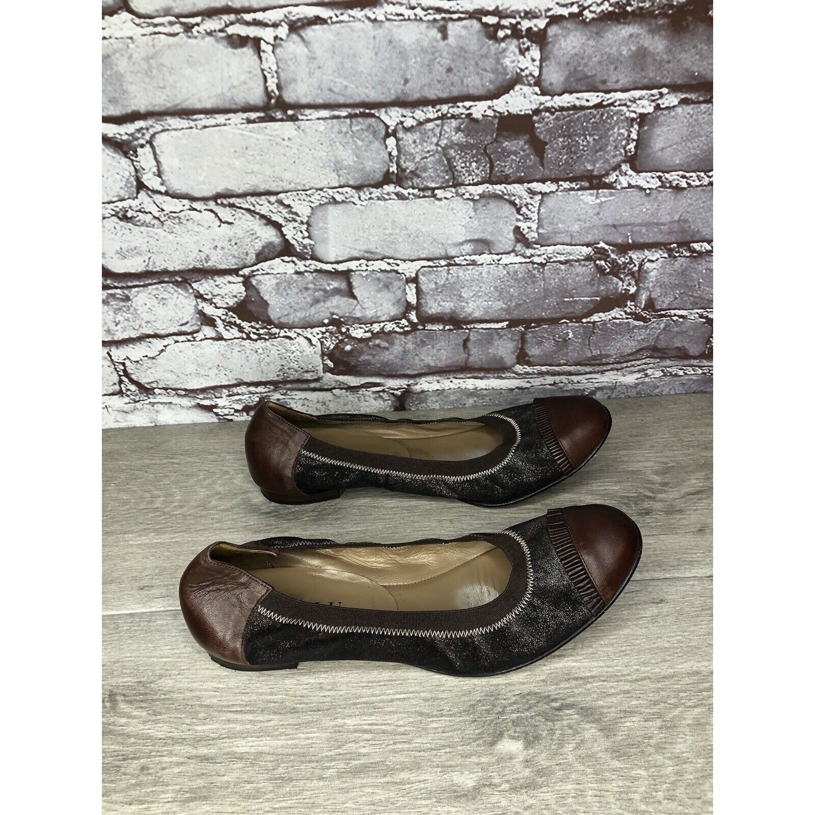 Other Anyi Lu Cate Brown Metallic Flecked Suede Leather Cap Toe Ba Size US 10 / IT 40 - 18 Thumbnail