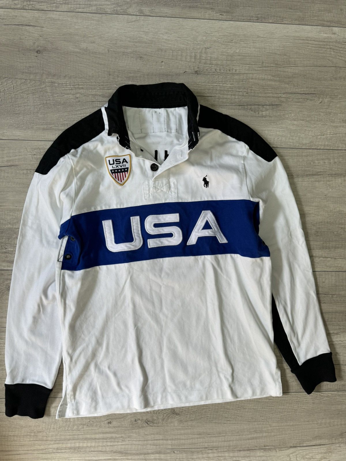 Polo Ralph Lauren Ralph Lauren Long Sleeve Polo USA Spell Out Big Logo Rare Size US M / EU 48-50 / 2 - 1 Thumbnail