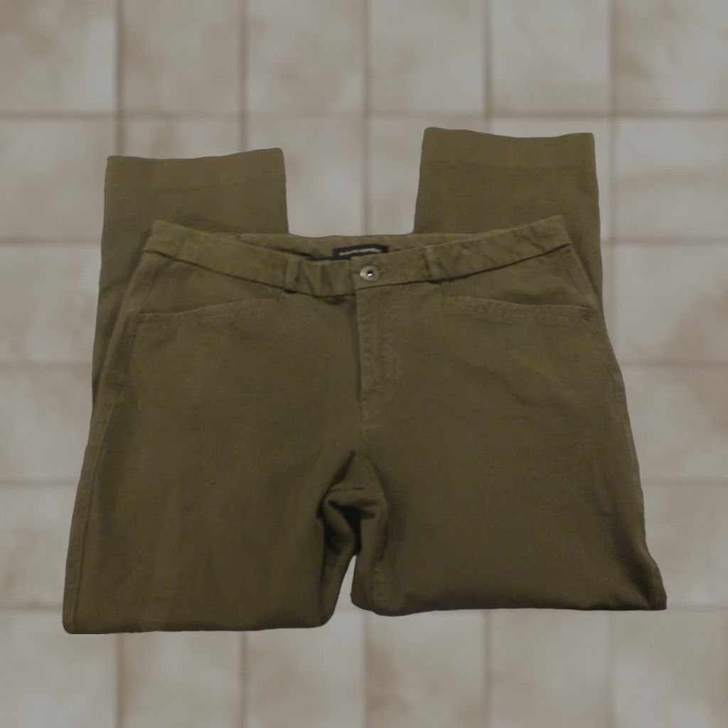 Banana Republic Banana Republic Womens Pants 10 Green Chino Dark Regular Straight Pockets Buttons 24 in Inseam Cotton Polyester Canvas Vintage No Size 32" / US 10 / IT 46 - 1 Thumbnail