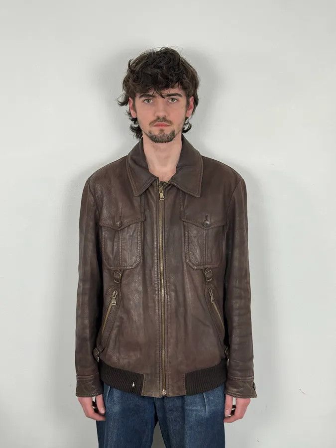 Dolce & Gabbana 2000s Dolce & Gabbana Buffalo Brown Aviator Leather Jacket Size US L / EU 52-54 / 3 - 2 Thumbnail