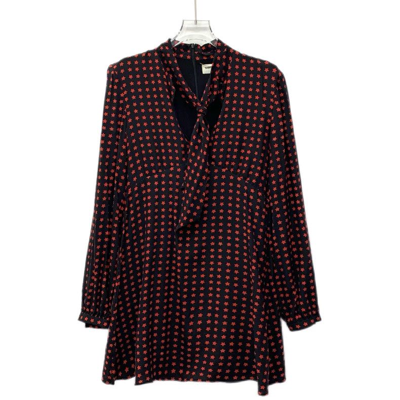 Saint Laurent Paris Saint Laurent Long Sleeve Shirt Dress with Colorblock Stars Size XS / US 0-2 / IT 36-38 - 1 Thumbnail
