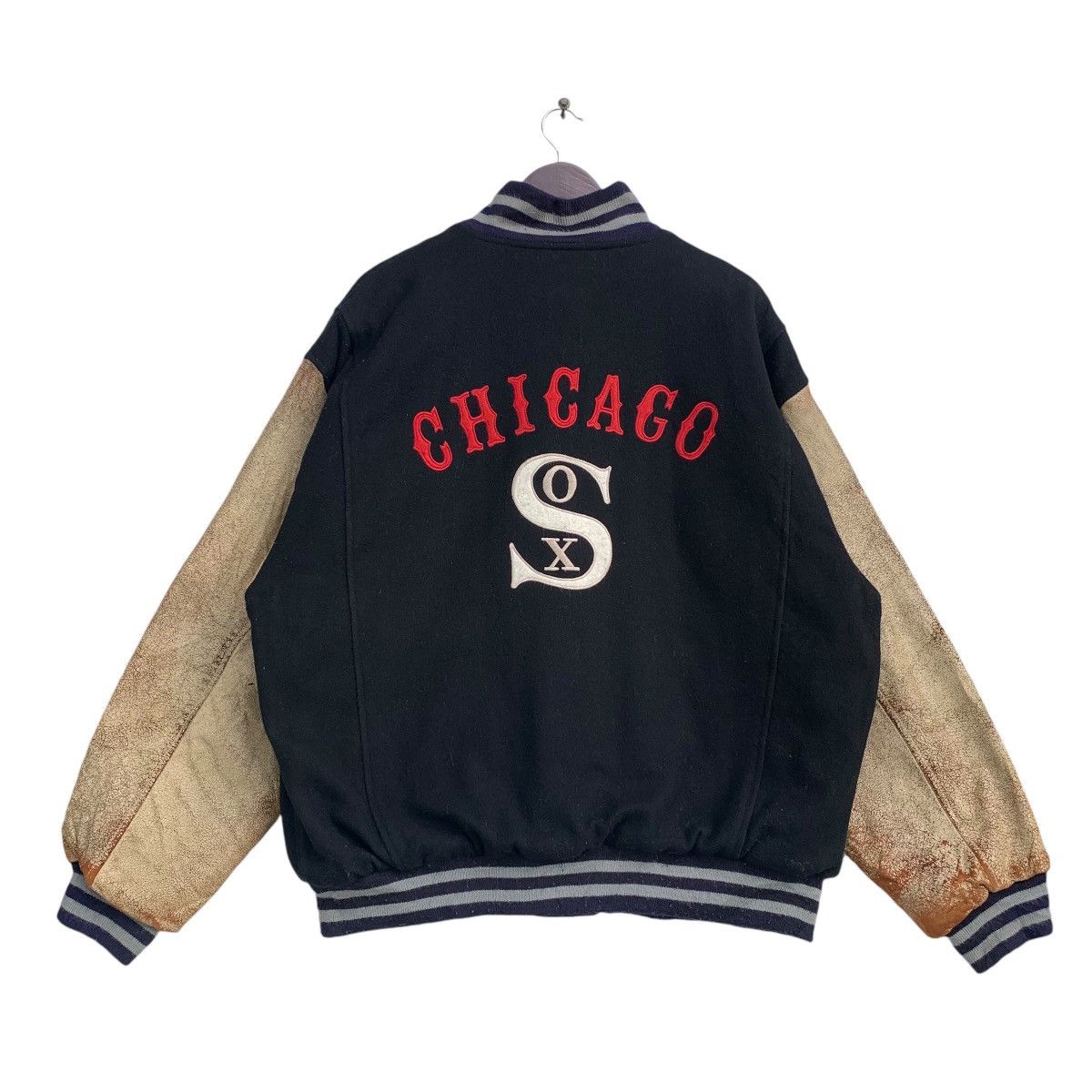 MLB × Mirage × Vintage Vintage White Sox Baseball Team Varsity Bomber Wool Leather Size US L / EU 52-54 / 3 - 1 Thumbnail