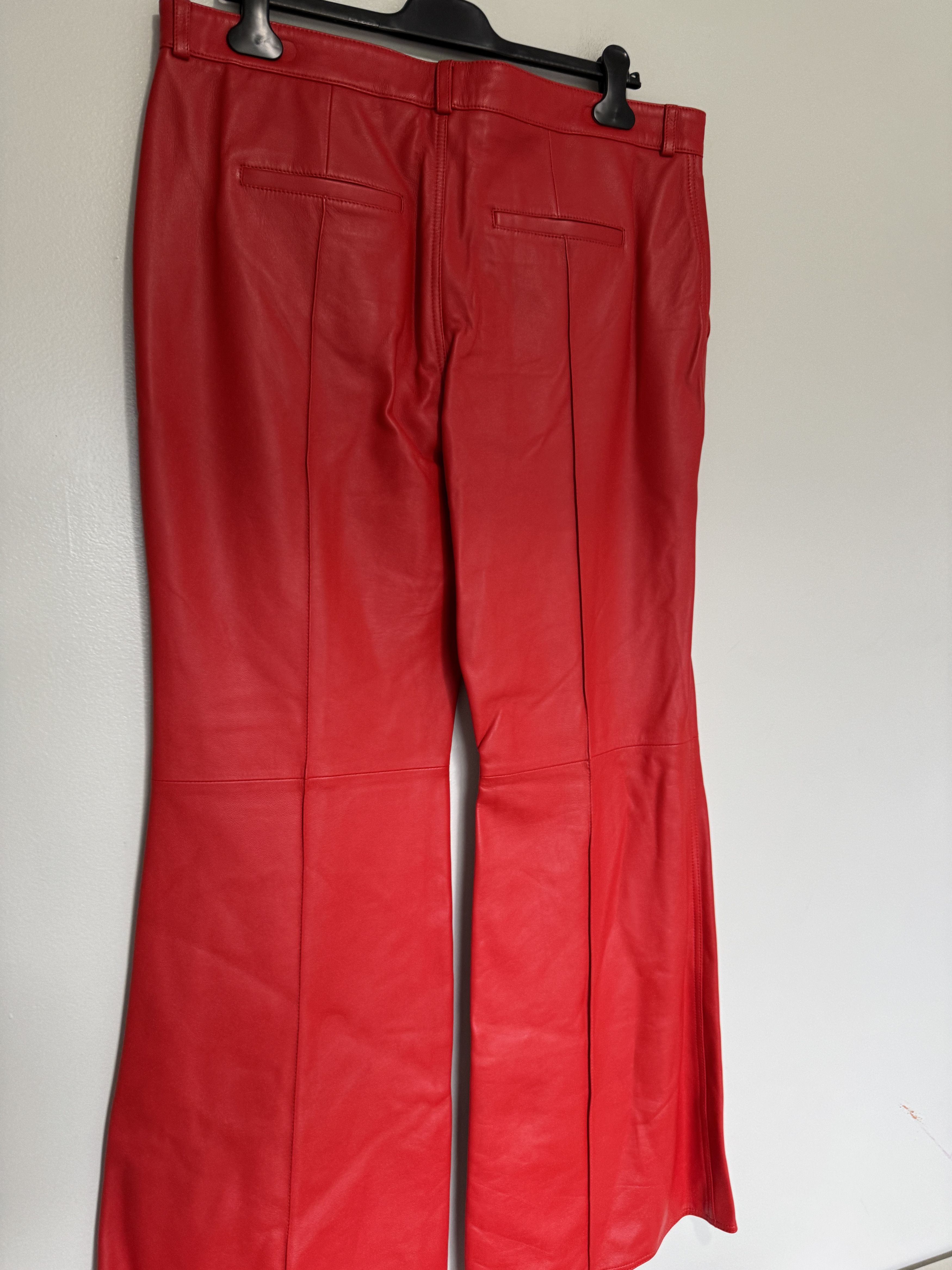 LUU DAN LEATHER FLARE BELL BOTTOMS RED $1,295 SIZE 54 Size US 38 / EU 54 - 4 Thumbnail